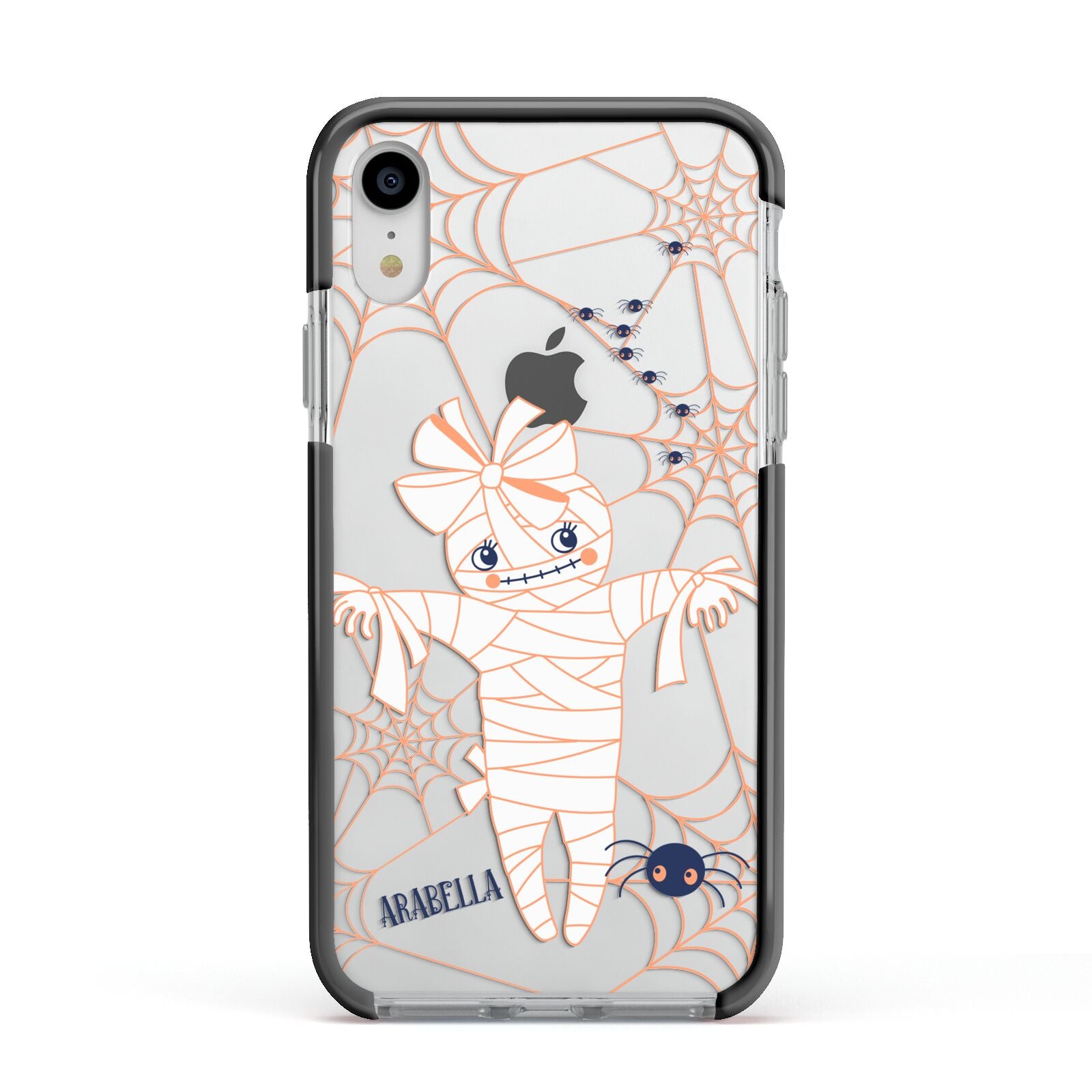 Mummy Halloween Apple iPhone XR Impact Case Black Edge on Silver Phone