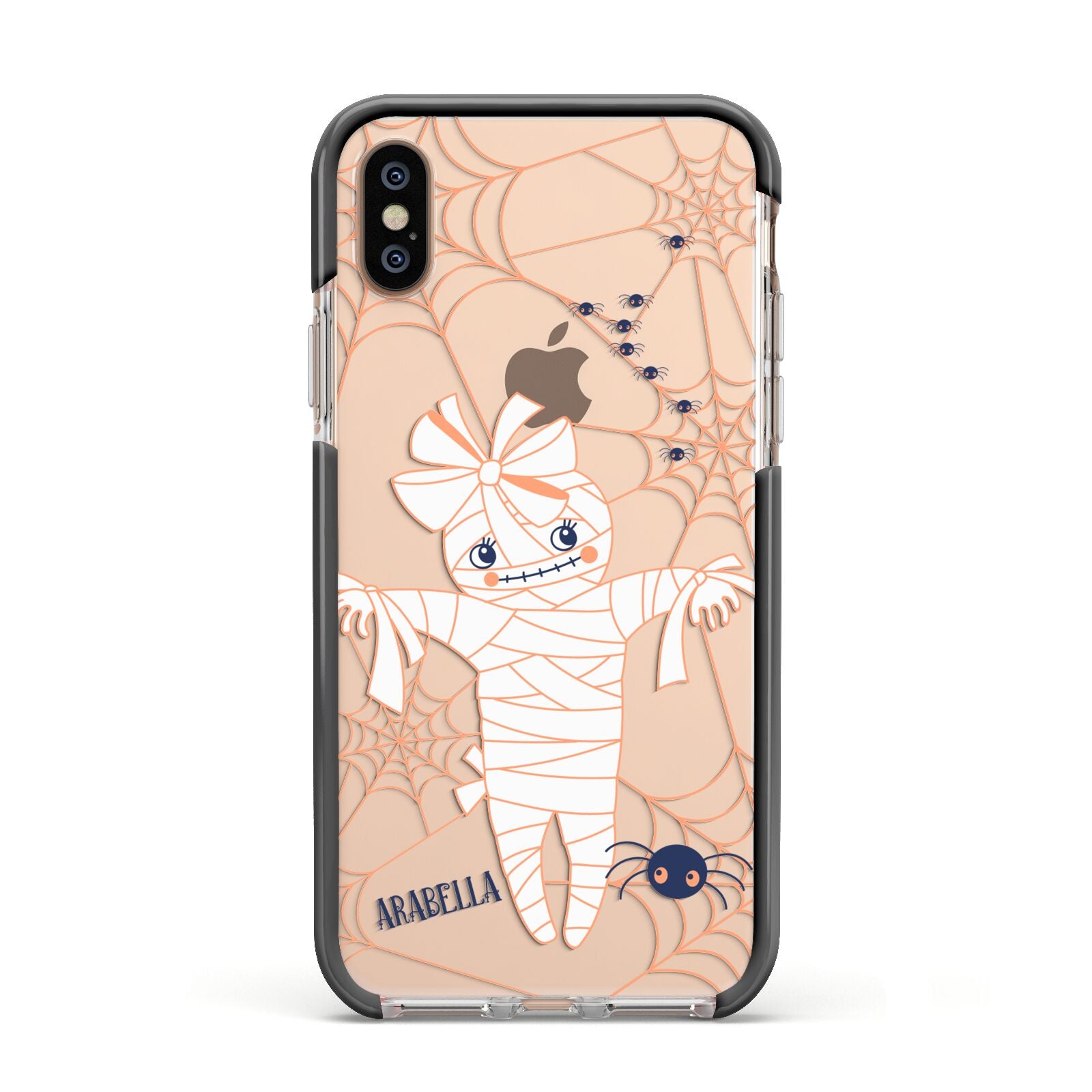 Mummy Halloween Apple iPhone Xs Impact Case Black Edge on Gold Phone
