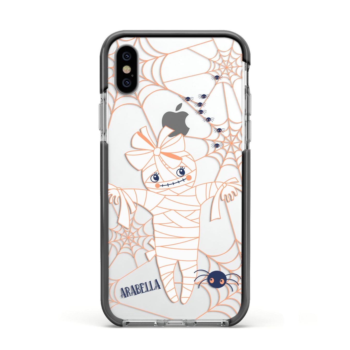 Mummy Halloween Apple iPhone Xs Impact Case Black Edge on Silver Phone