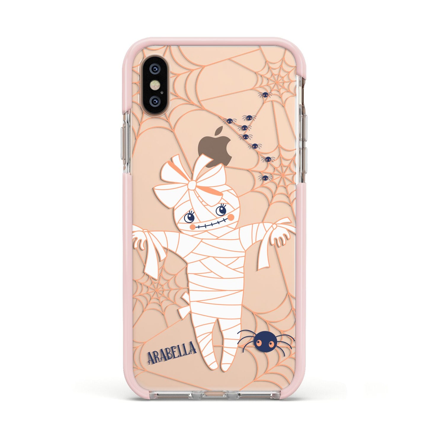 Mummy Halloween Apple iPhone Xs Impact Case Pink Edge on Gold Phone