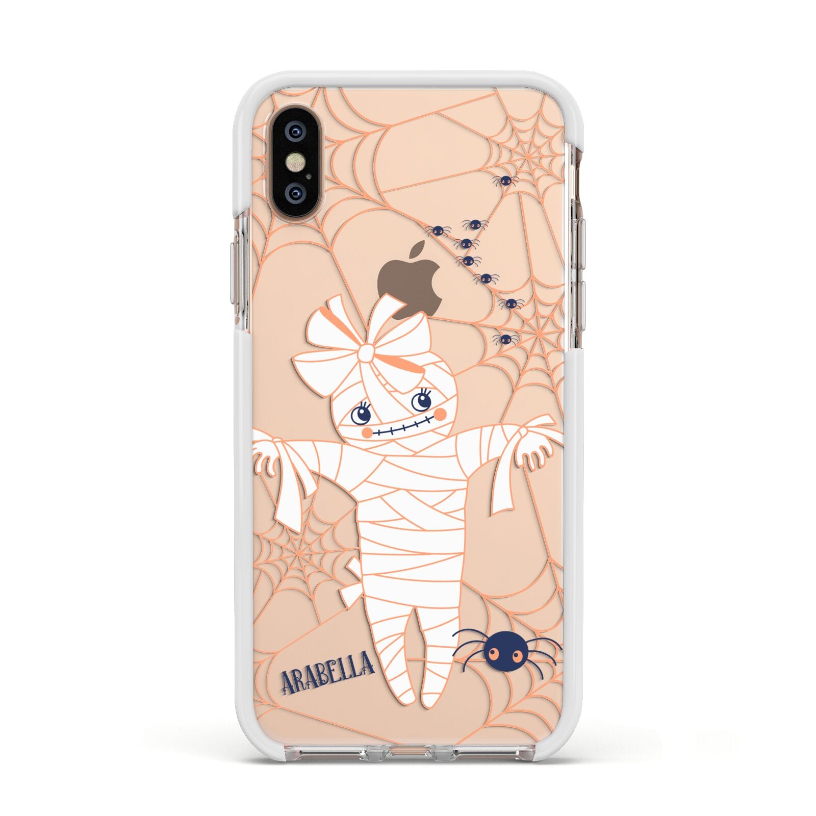 Mummy Halloween Apple iPhone Xs Impact Case White Edge on Gold Phone