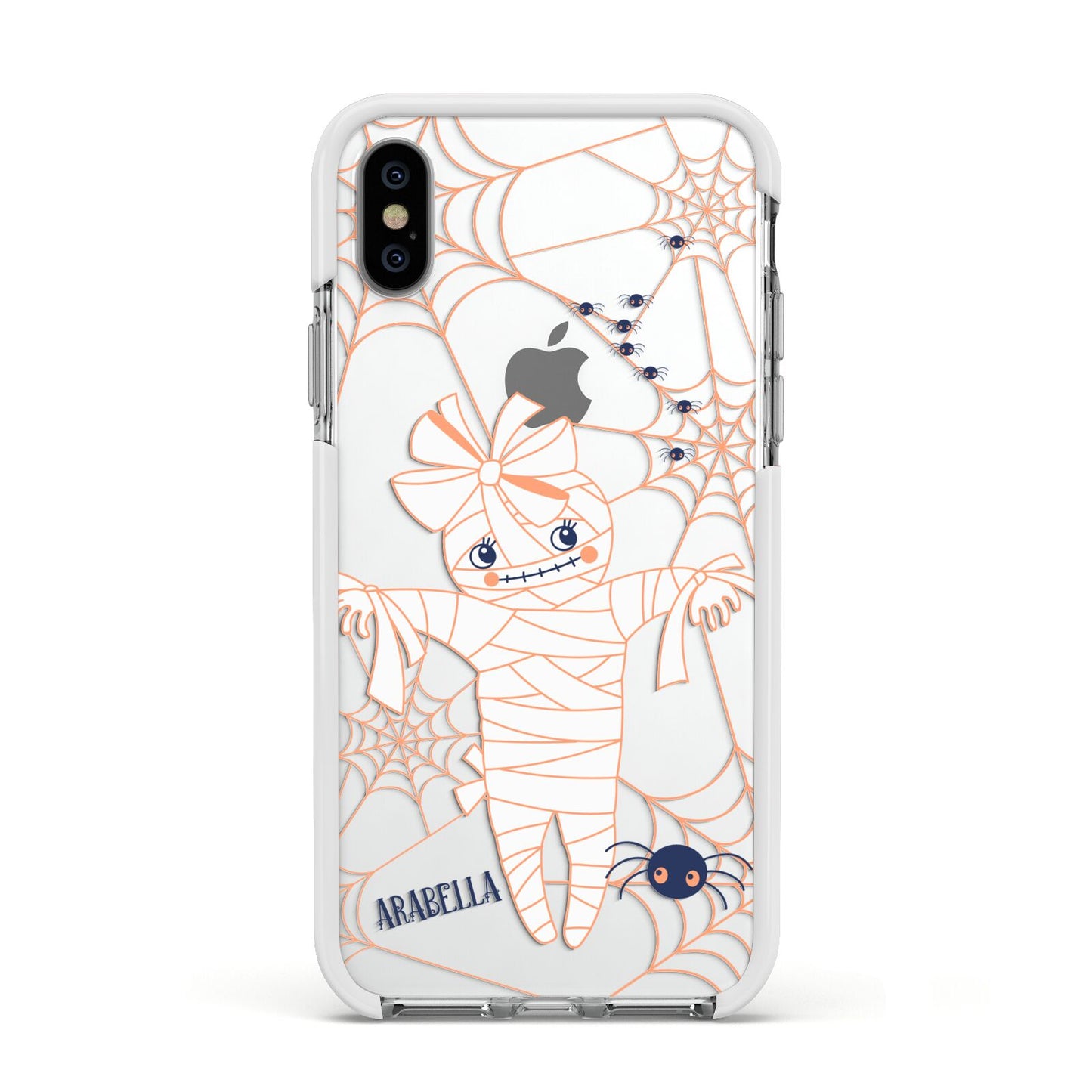 Mummy Halloween Apple iPhone Xs Impact Case White Edge on Silver Phone