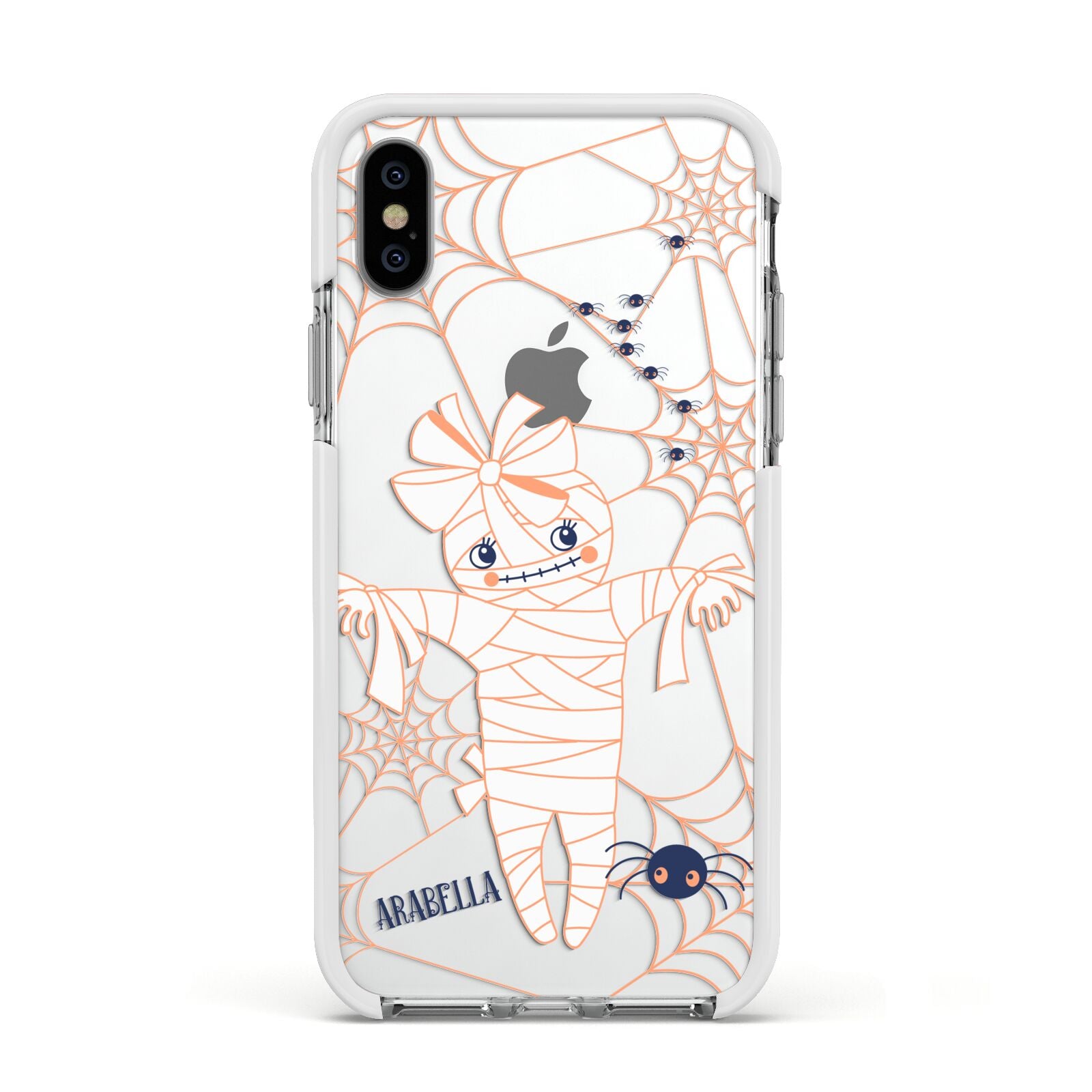 Mummy Halloween Apple iPhone Xs Impact Case White Edge on Silver Phone