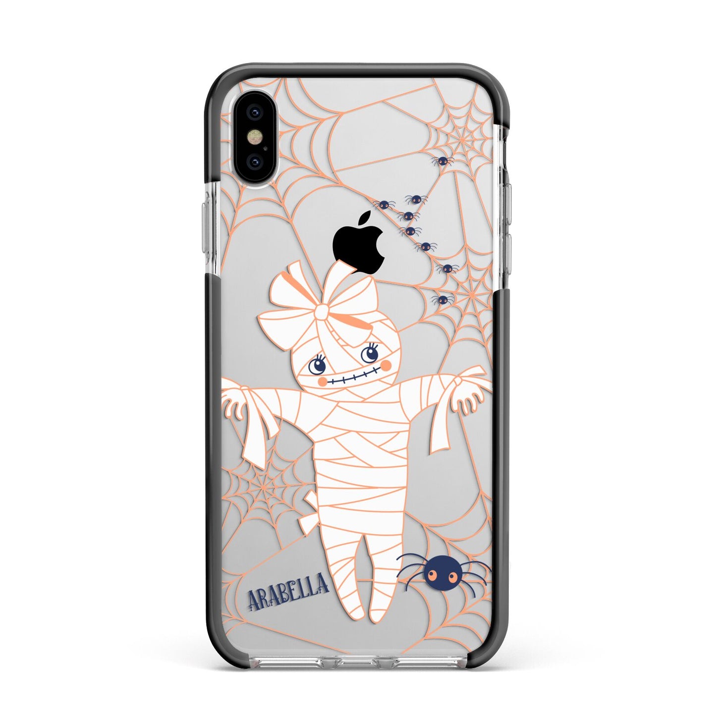 Mummy Halloween Apple iPhone Xs Max Impact Case Black Edge on Silver Phone
