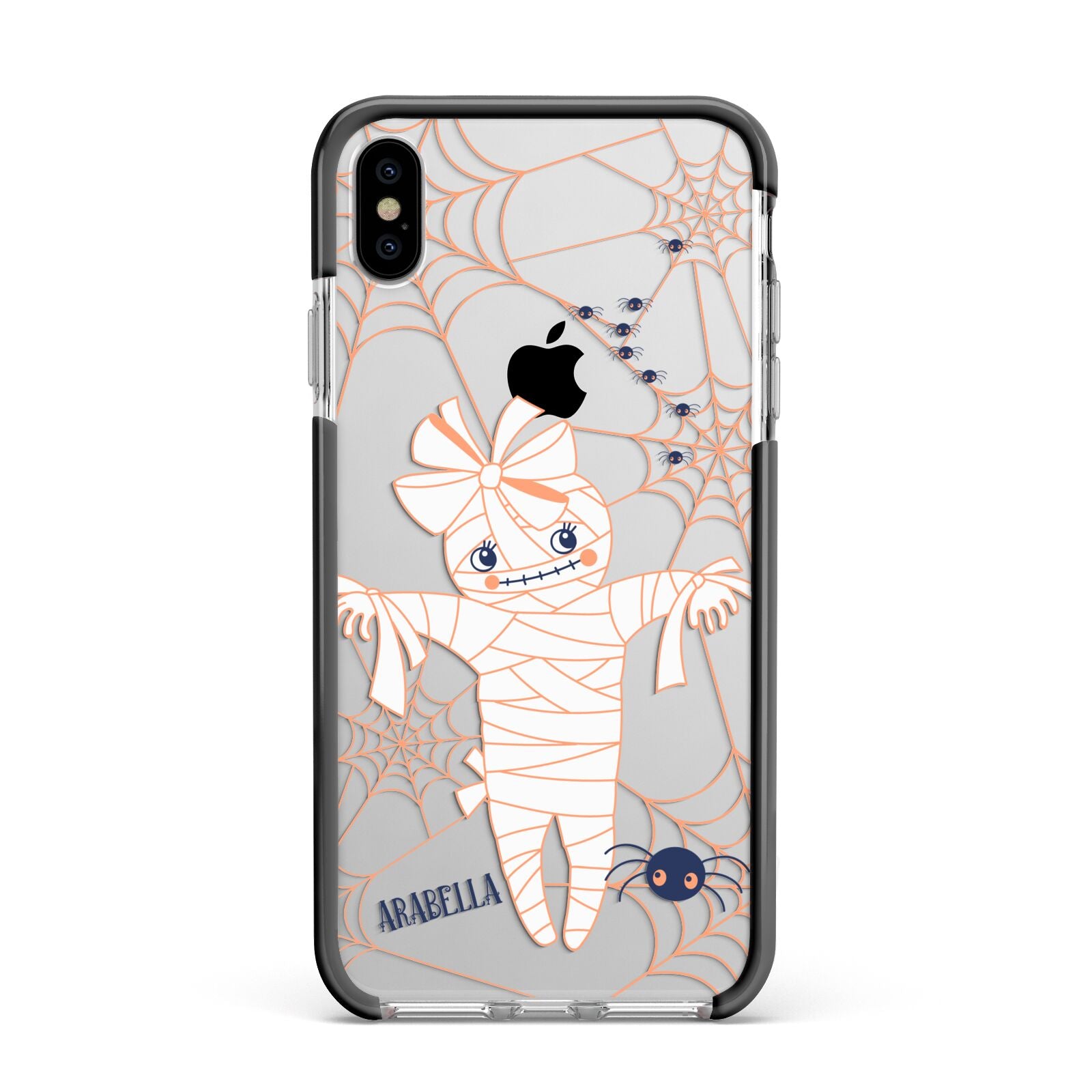 Mummy Halloween Apple iPhone Xs Max Impact Case Black Edge on Silver Phone
