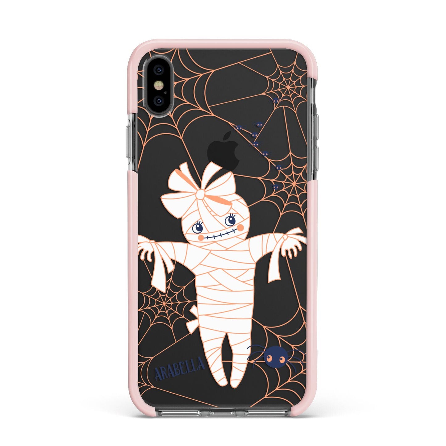 Mummy Halloween Apple iPhone Xs Max Impact Case Pink Edge on Black Phone