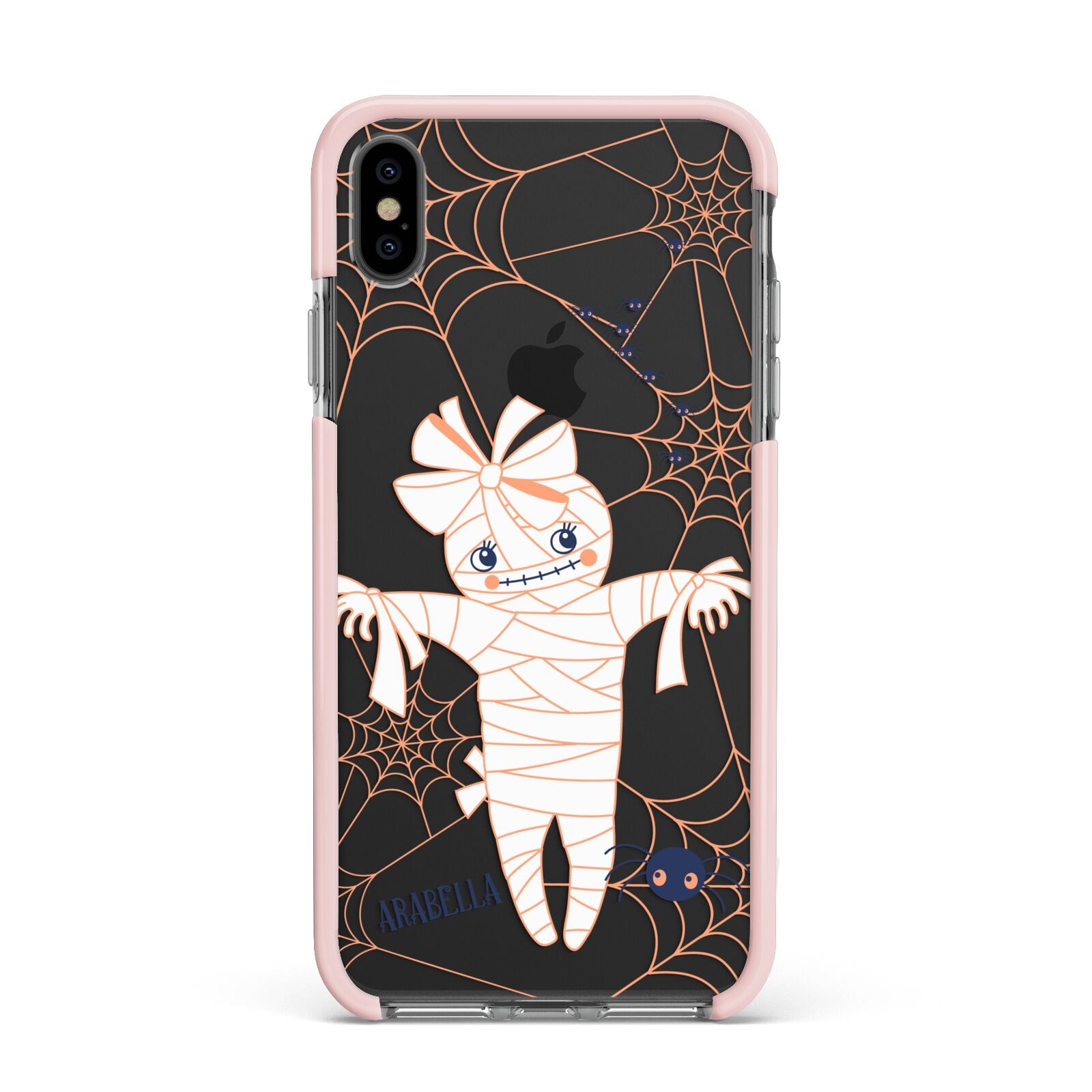 Mummy Halloween Apple iPhone Xs Max Impact Case Pink Edge on Black Phone
