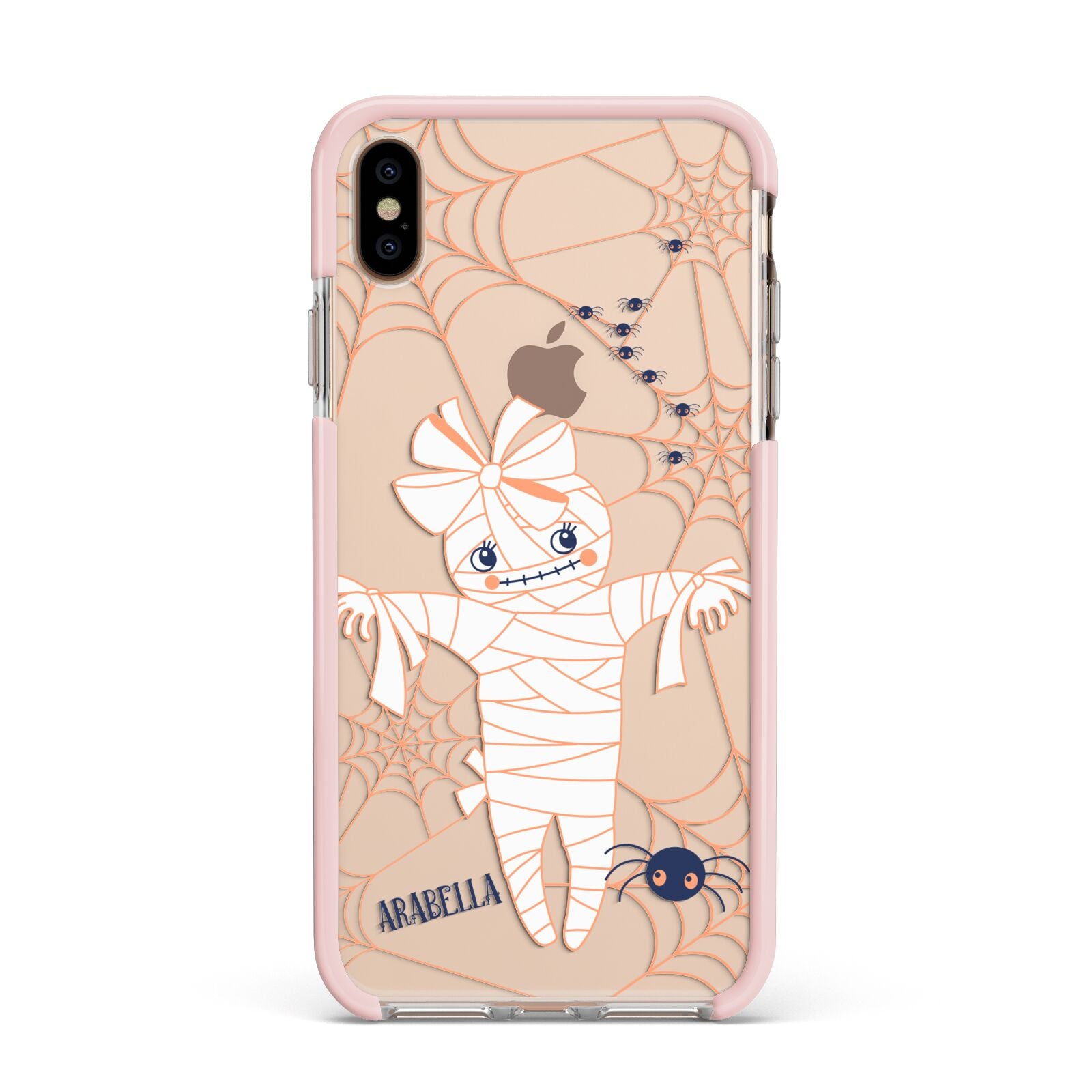 Mummy Halloween Apple iPhone Xs Max Impact Case Pink Edge on Gold Phone