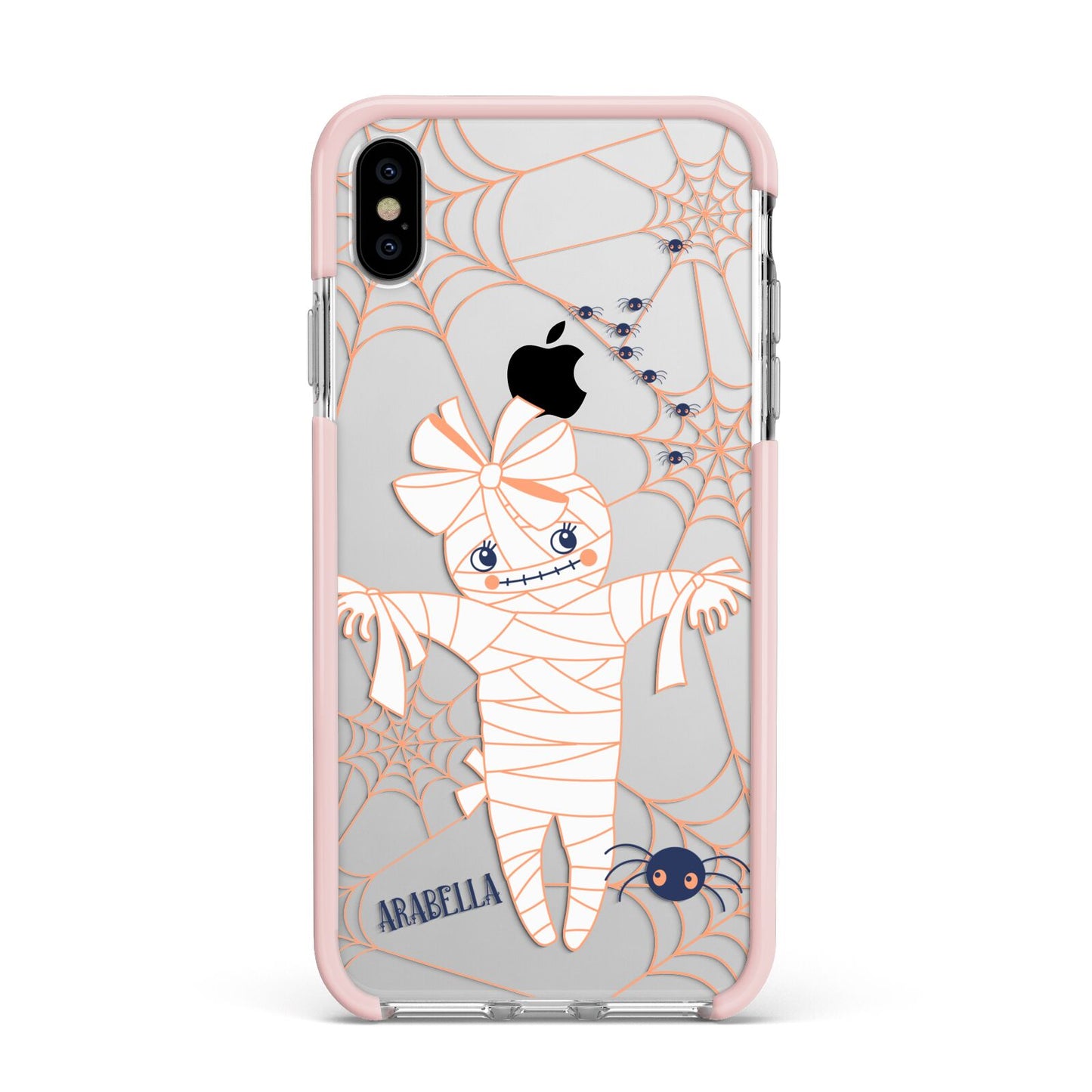 Mummy Halloween Apple iPhone Xs Max Impact Case Pink Edge on Silver Phone