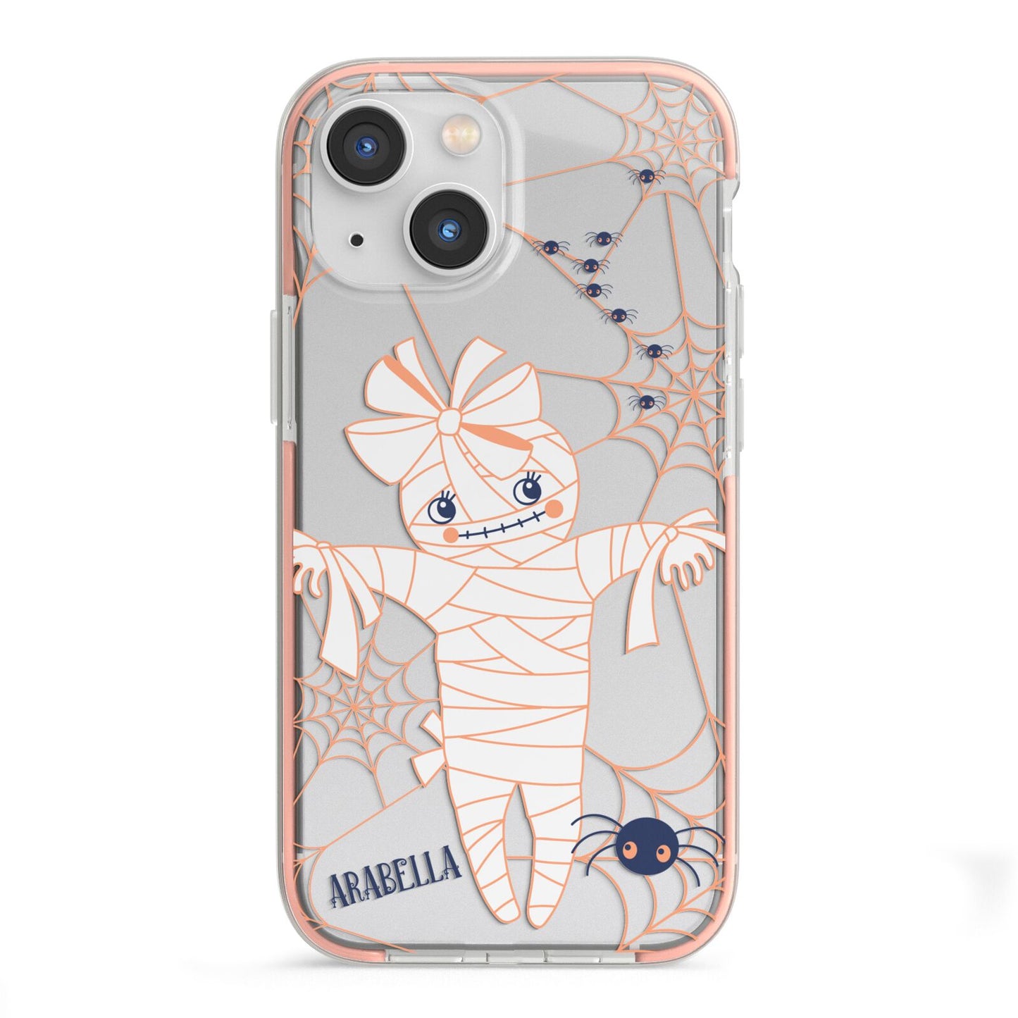 Mummy Halloween iPhone 13 Mini TPU Impact Case with Pink Edges