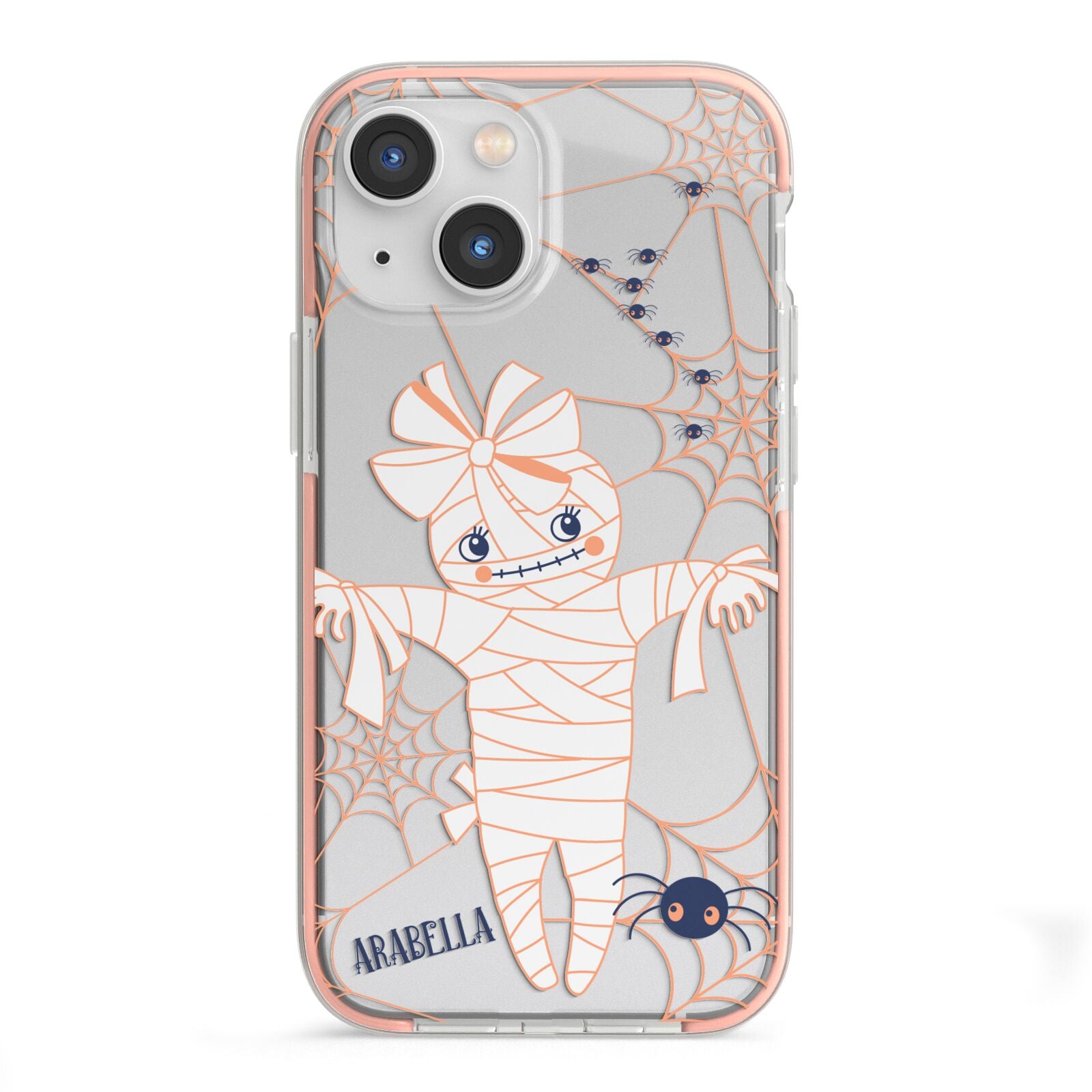 Mummy Halloween iPhone 13 Mini TPU Impact Case with Pink Edges