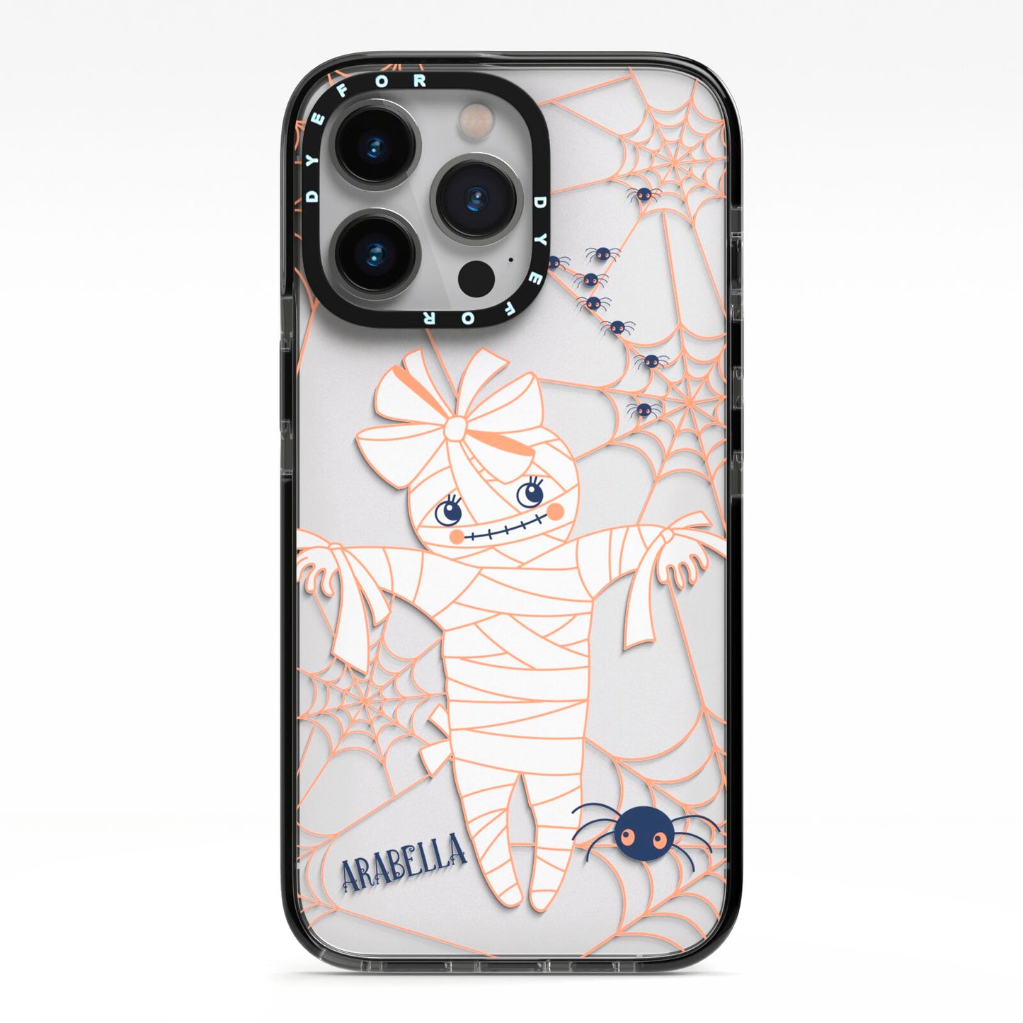 Mummy Halloween iPhone 13 Pro Black Impact Case on Silver phone