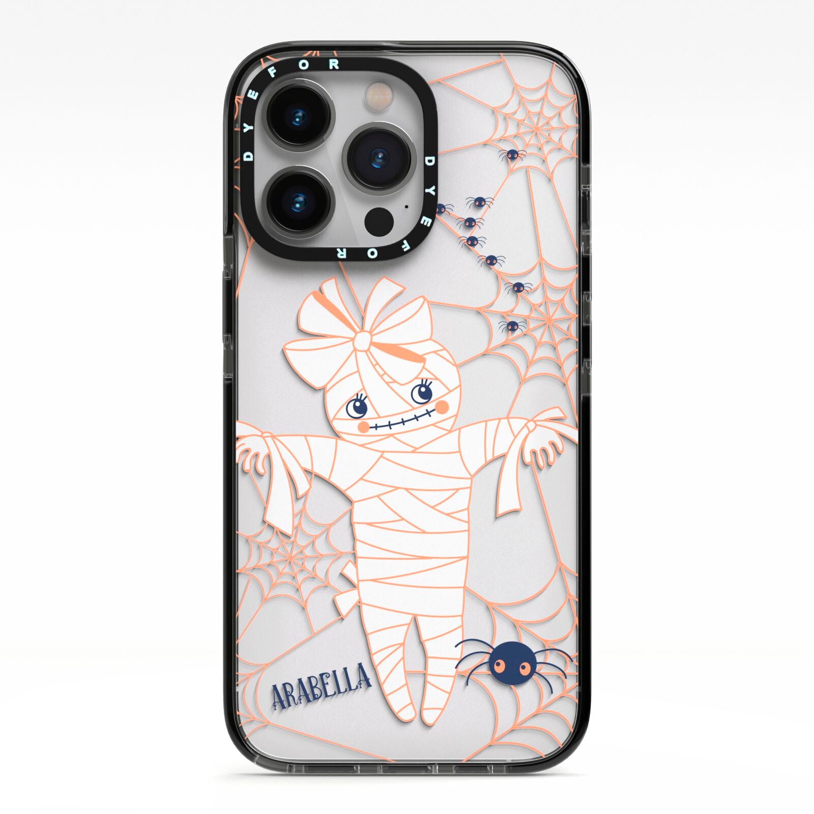 Mummy Halloween iPhone 13 Pro Black Impact Case on Silver phone