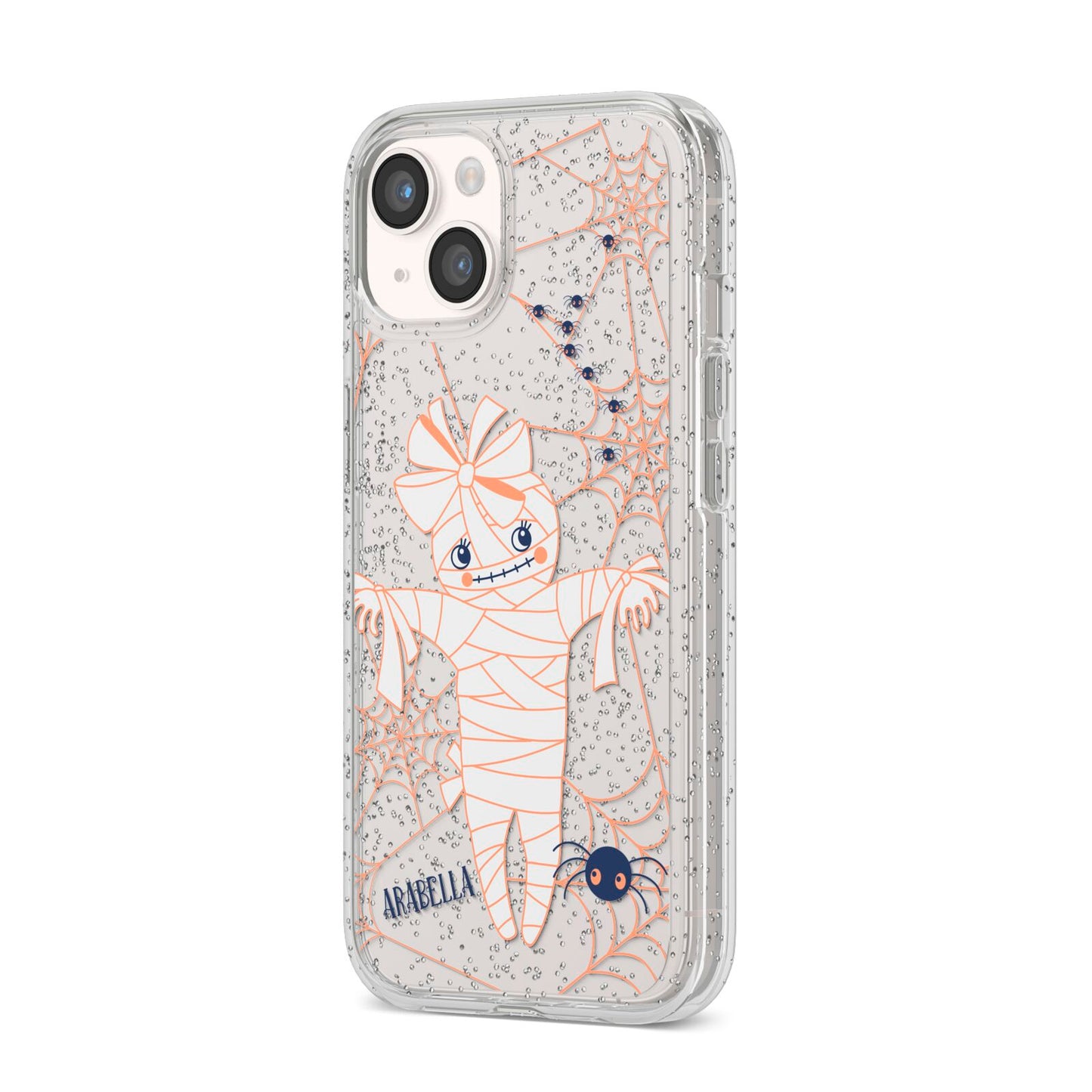 Mummy Halloween iPhone 14 Glitter Tough Case Starlight Angled Image