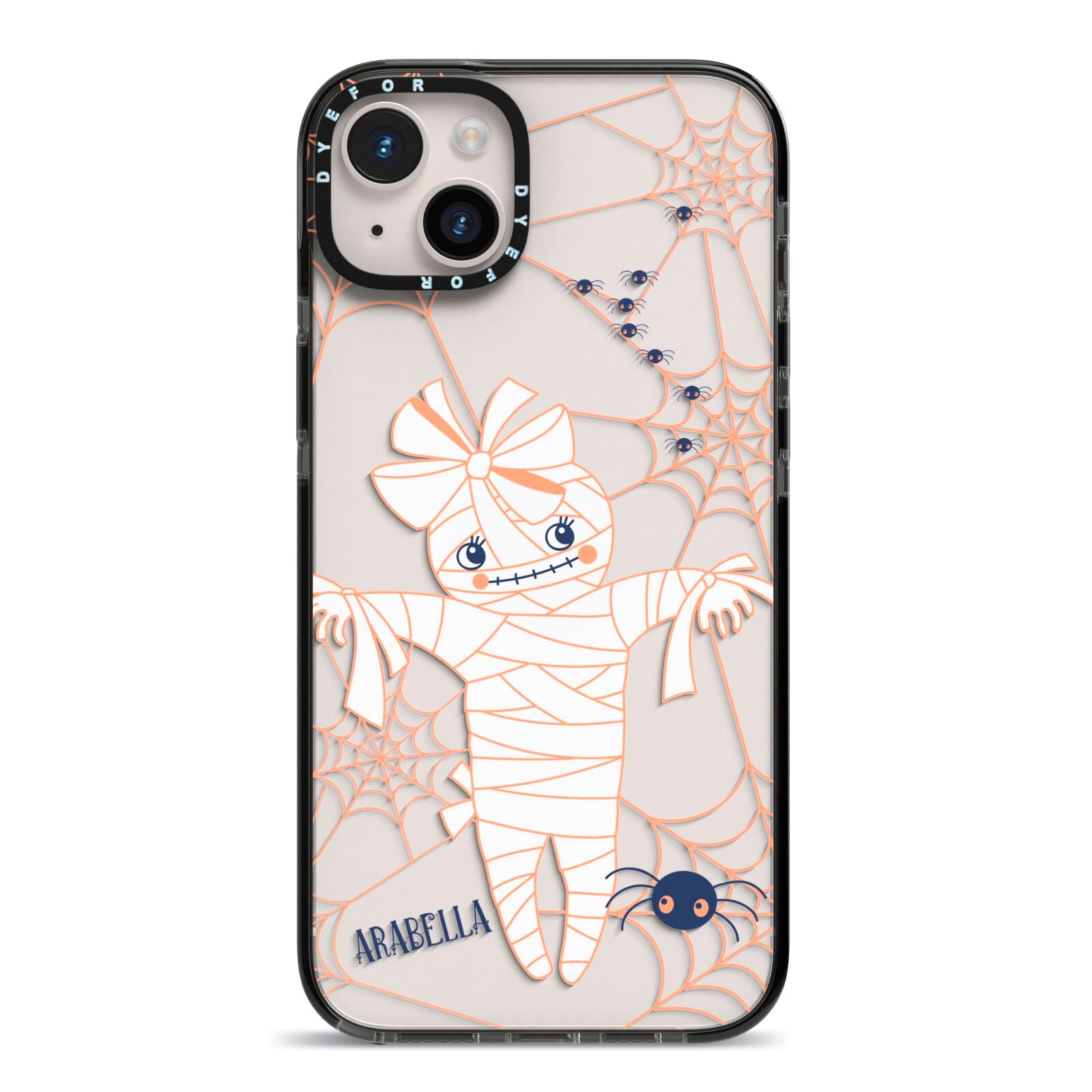 Mummy Halloween iPhone 14 Plus Black Impact Case on Silver phone
