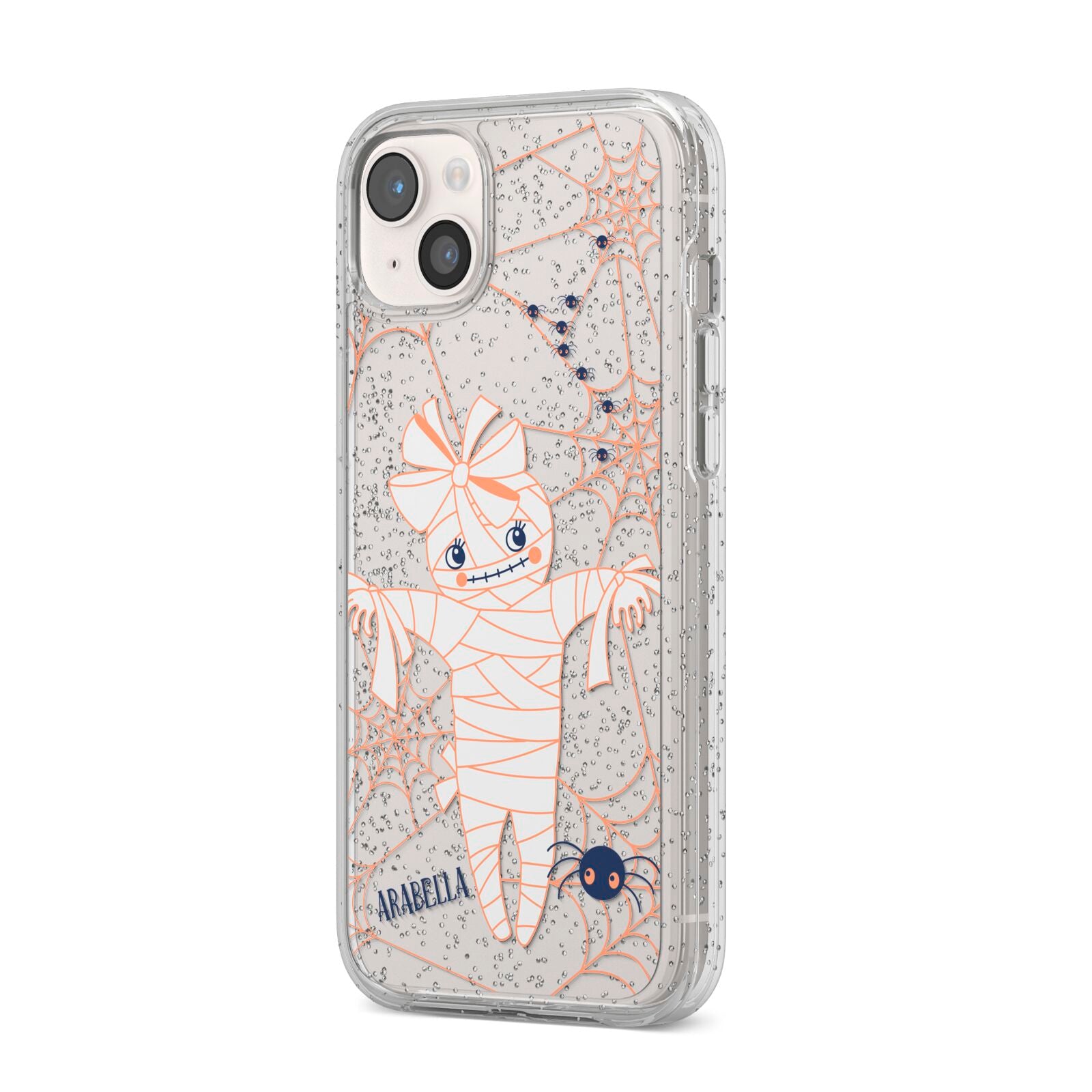 Mummy Halloween iPhone 14 Plus Glitter Tough Case Starlight Angled Image