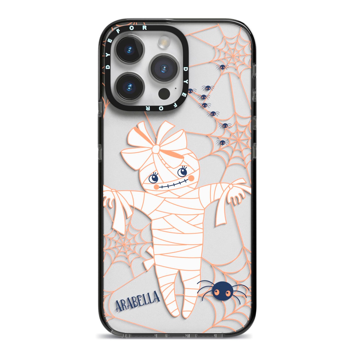Mummy Halloween iPhone 14 Pro Max Black Impact Case on Silver phone