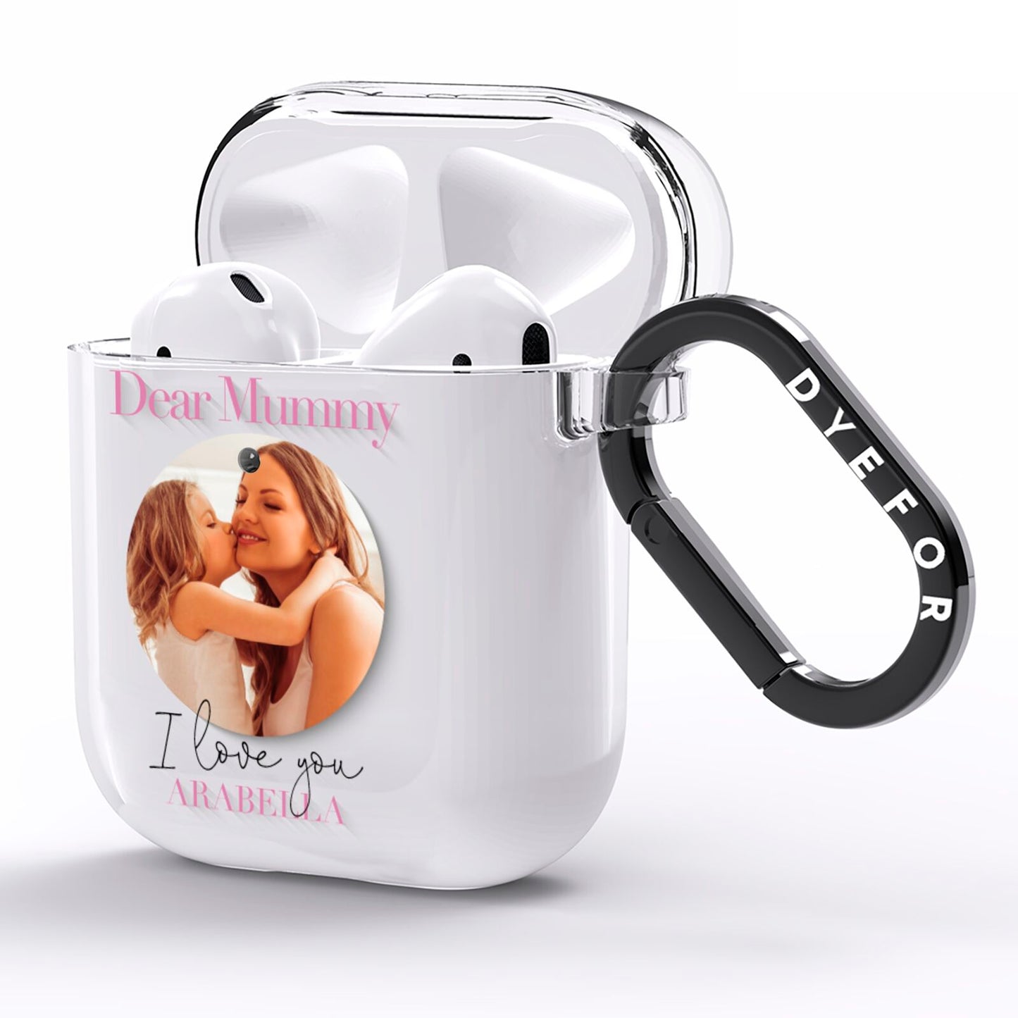 Mummy Personalised Photo with Text AirPods Clear Case Side Image