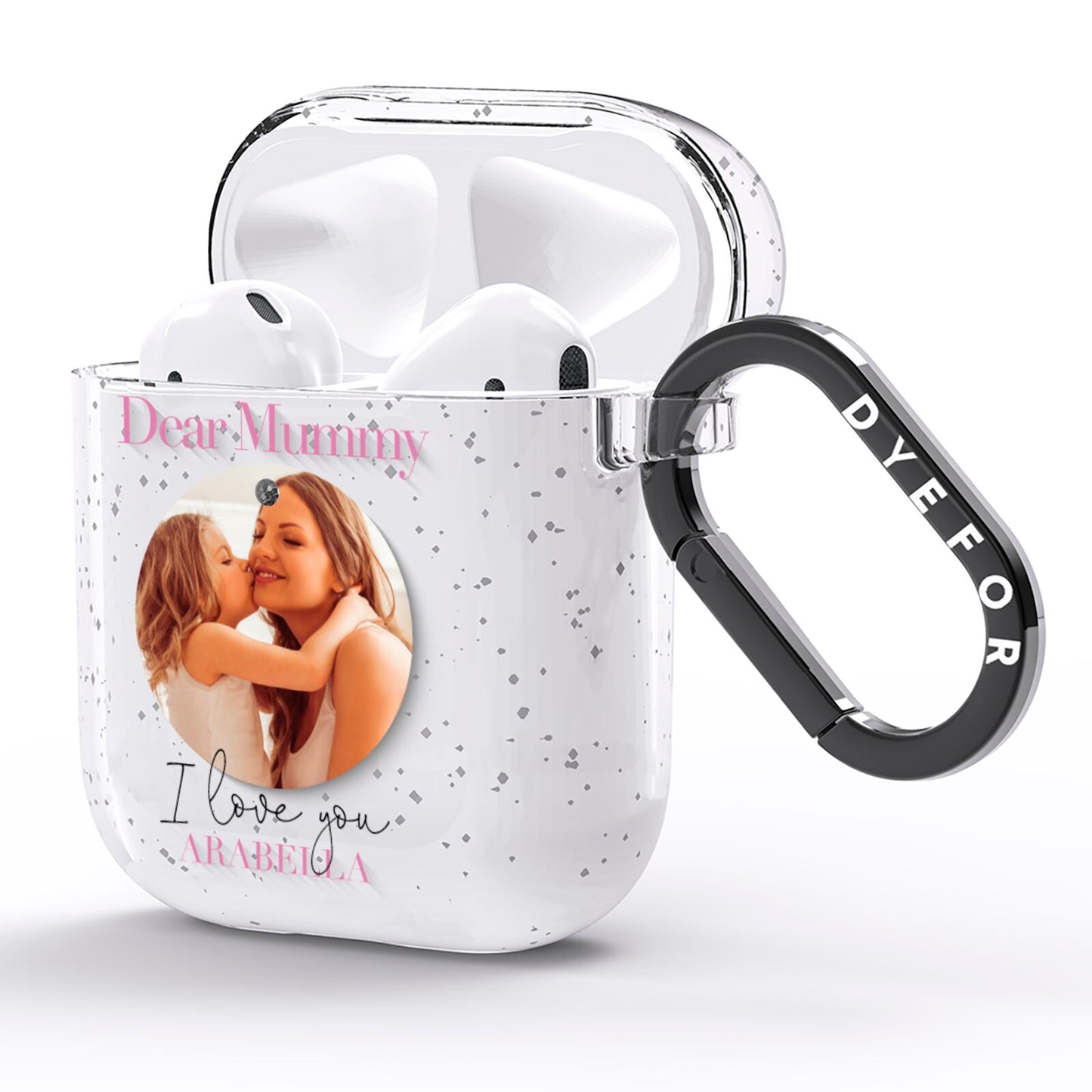 Mummy Personalised Photo with Text AirPods Glitter Case Side Image