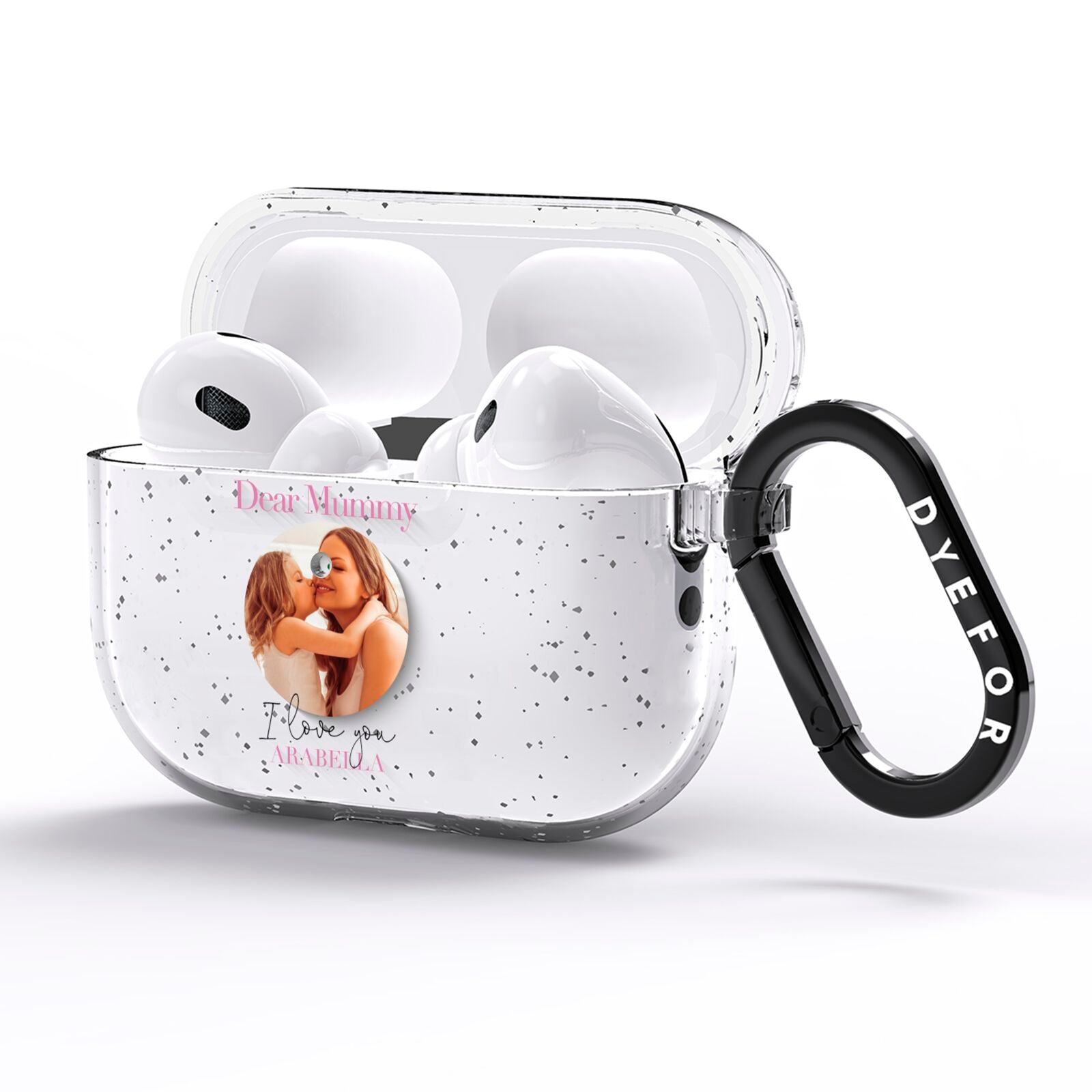 Mummy Personalised Photo with Text AirPods Pro Glitter Case Side Image