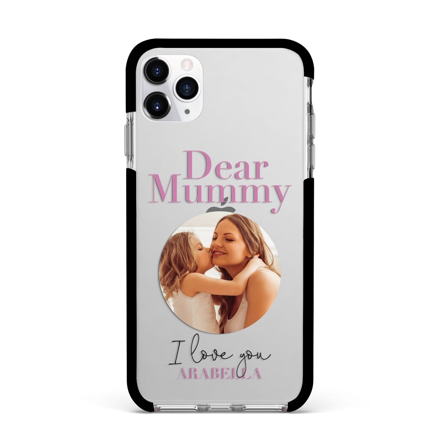 Mummy Personalised Photo with Text Apple iPhone 11 Pro Max in Silver with Black Impact Case