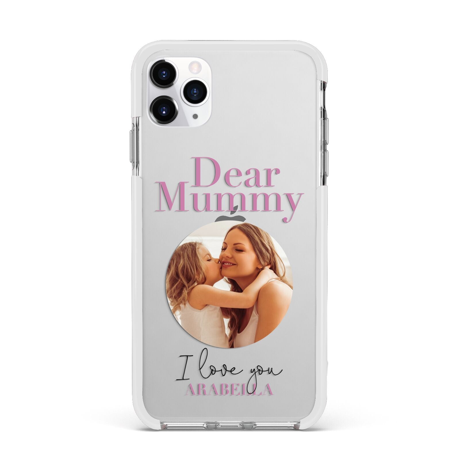 Mummy Personalised Photo with Text Apple iPhone 11 Pro Max in Silver with White Impact Case
