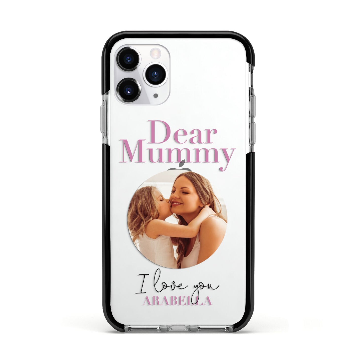 Mummy Personalised Photo with Text Apple iPhone 11 Pro in Silver with Black Impact Case