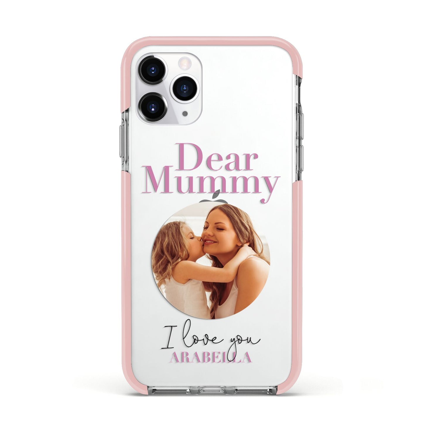 Mummy Personalised Photo with Text Apple iPhone 11 Pro in Silver with Pink Impact Case