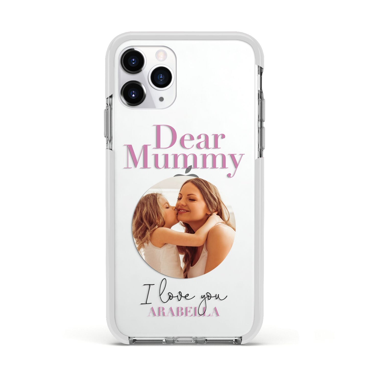 Mummy Personalised Photo with Text Apple iPhone 11 Pro in Silver with White Impact Case