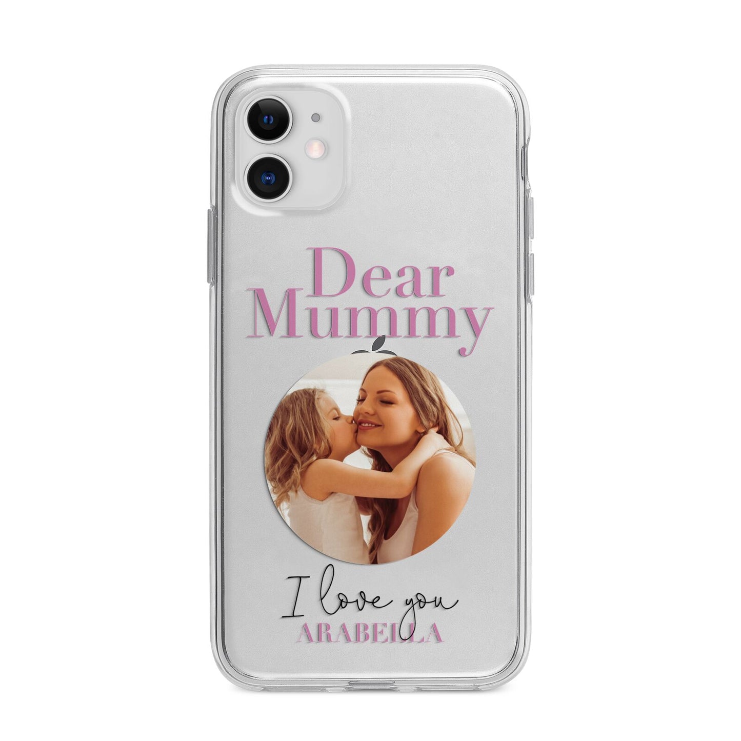 Mummy Personalised Photo with Text Apple iPhone 11 in White with Bumper Case