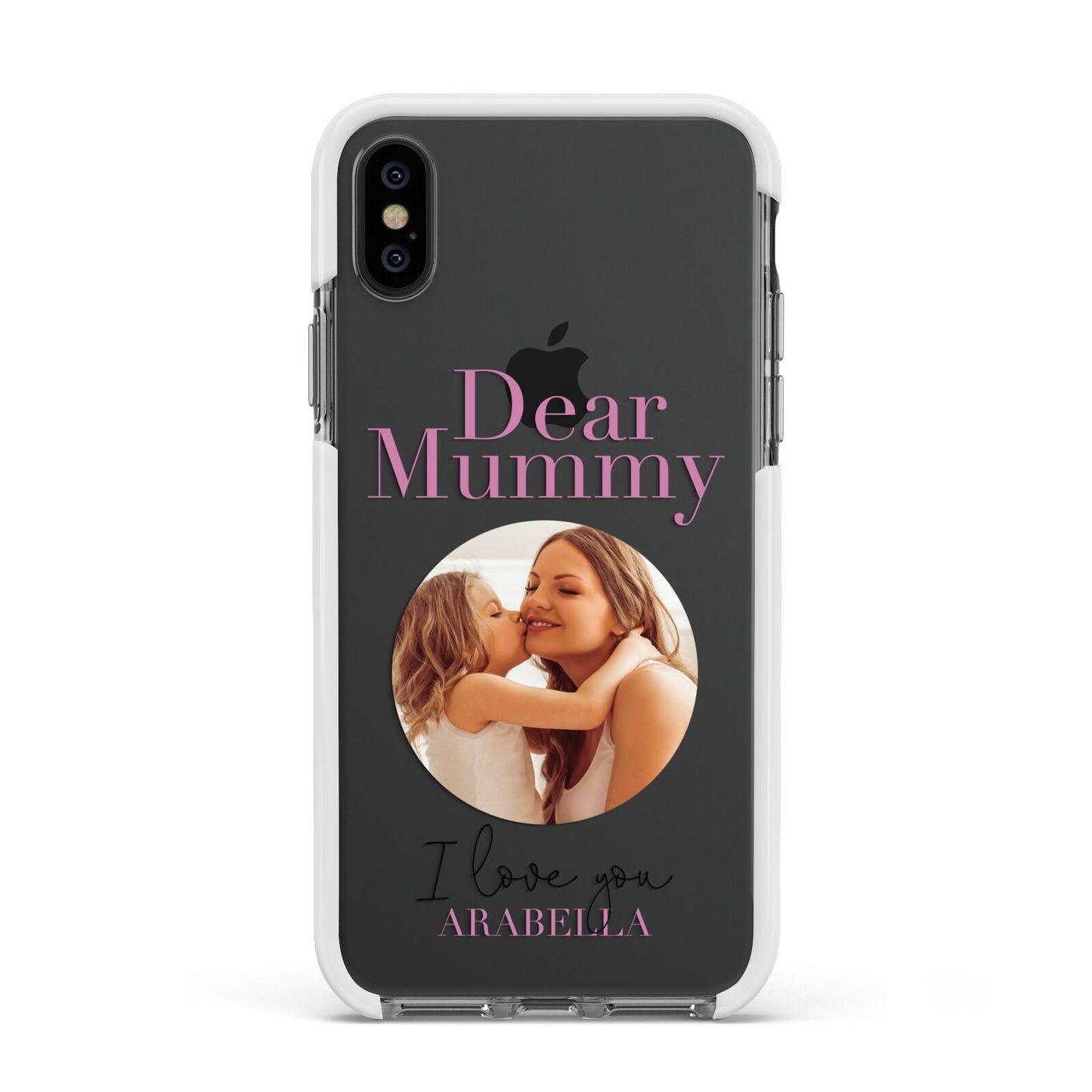 Mummy Personalised Photo with Text Apple iPhone Xs Impact Case White Edge on Black Phone