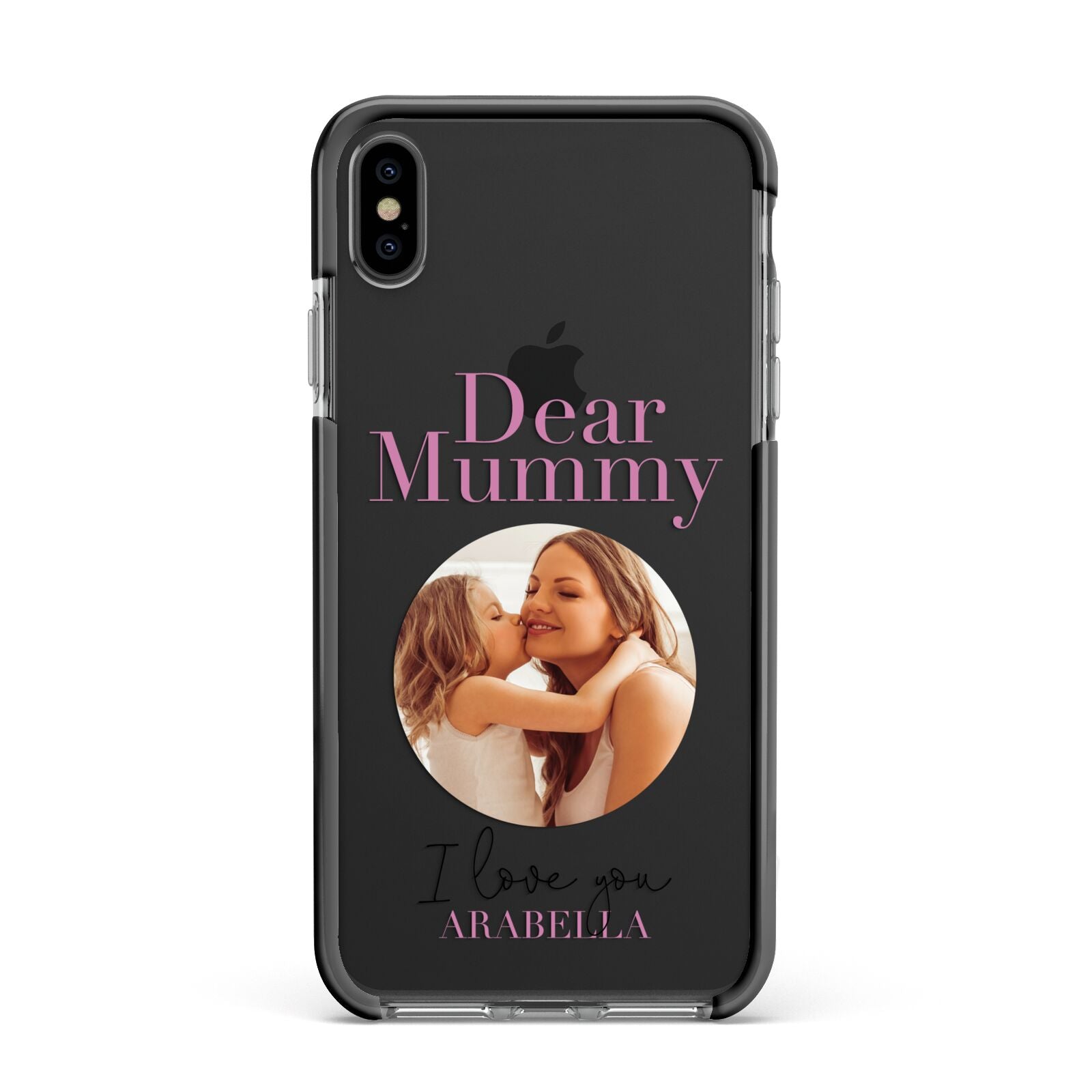 Mummy Personalised Photo with Text Apple iPhone Xs Max Impact Case Black Edge on Black Phone