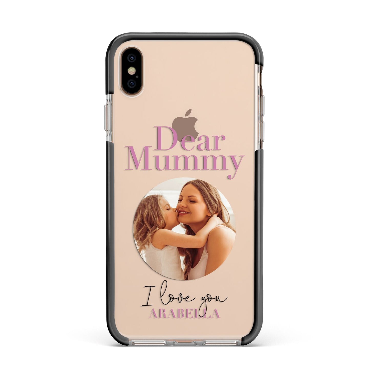 Mummy Personalised Photo with Text Apple iPhone Xs Max Impact Case Black Edge on Gold Phone