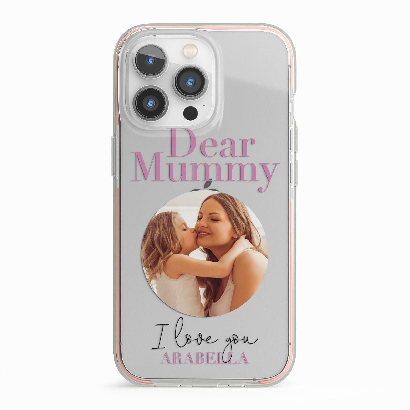 Mummy Personalised Photo with Text iPhone 13 Pro TPU Impact Case with Pink Edges