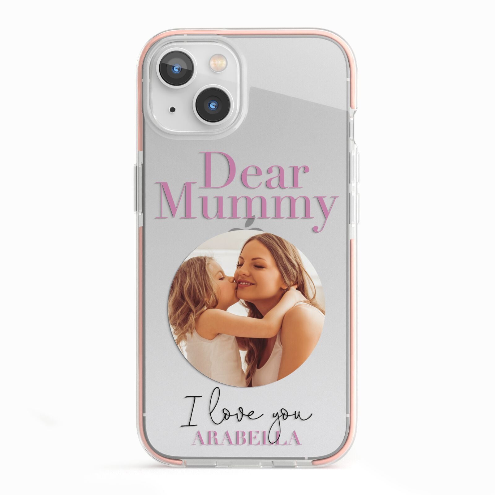 Mummy Personalised Photo with Text iPhone 13 TPU Impact Case with Pink Edges