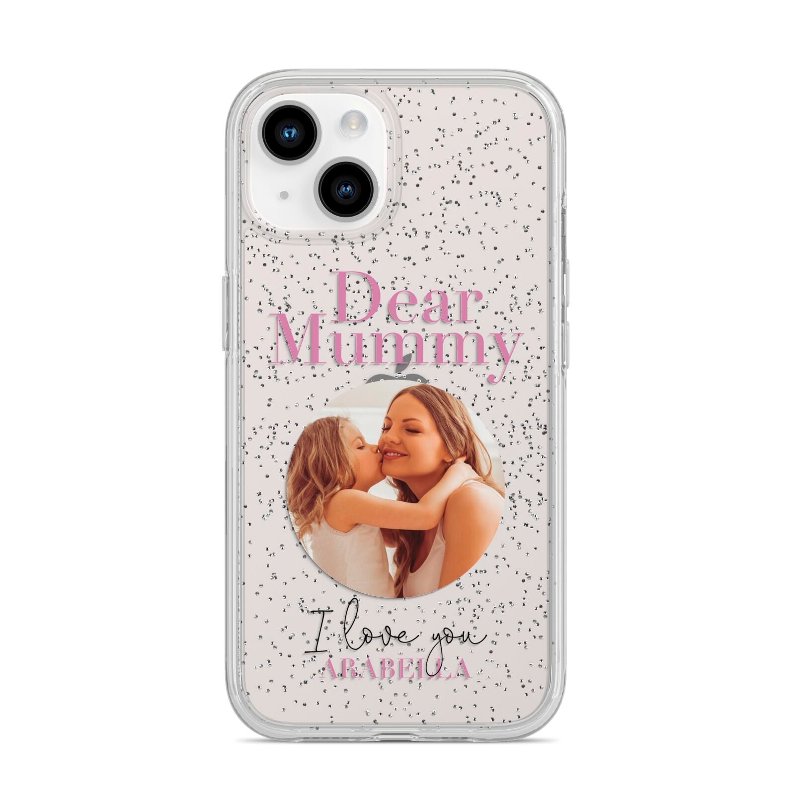 Mummy Personalised Photo with Text iPhone 14 Glitter Tough Case Starlight