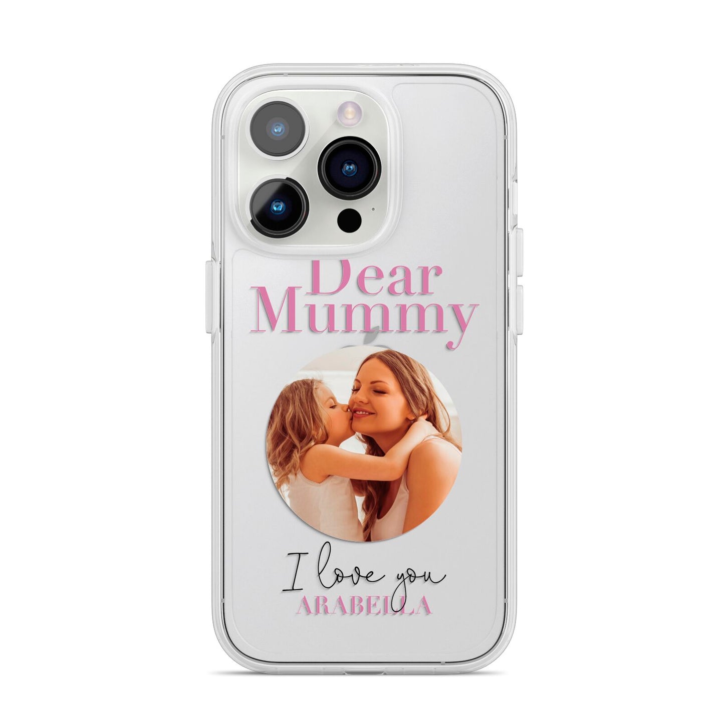 Mummy Personalised Photo with Text iPhone 14 Pro Clear Tough Case Silver