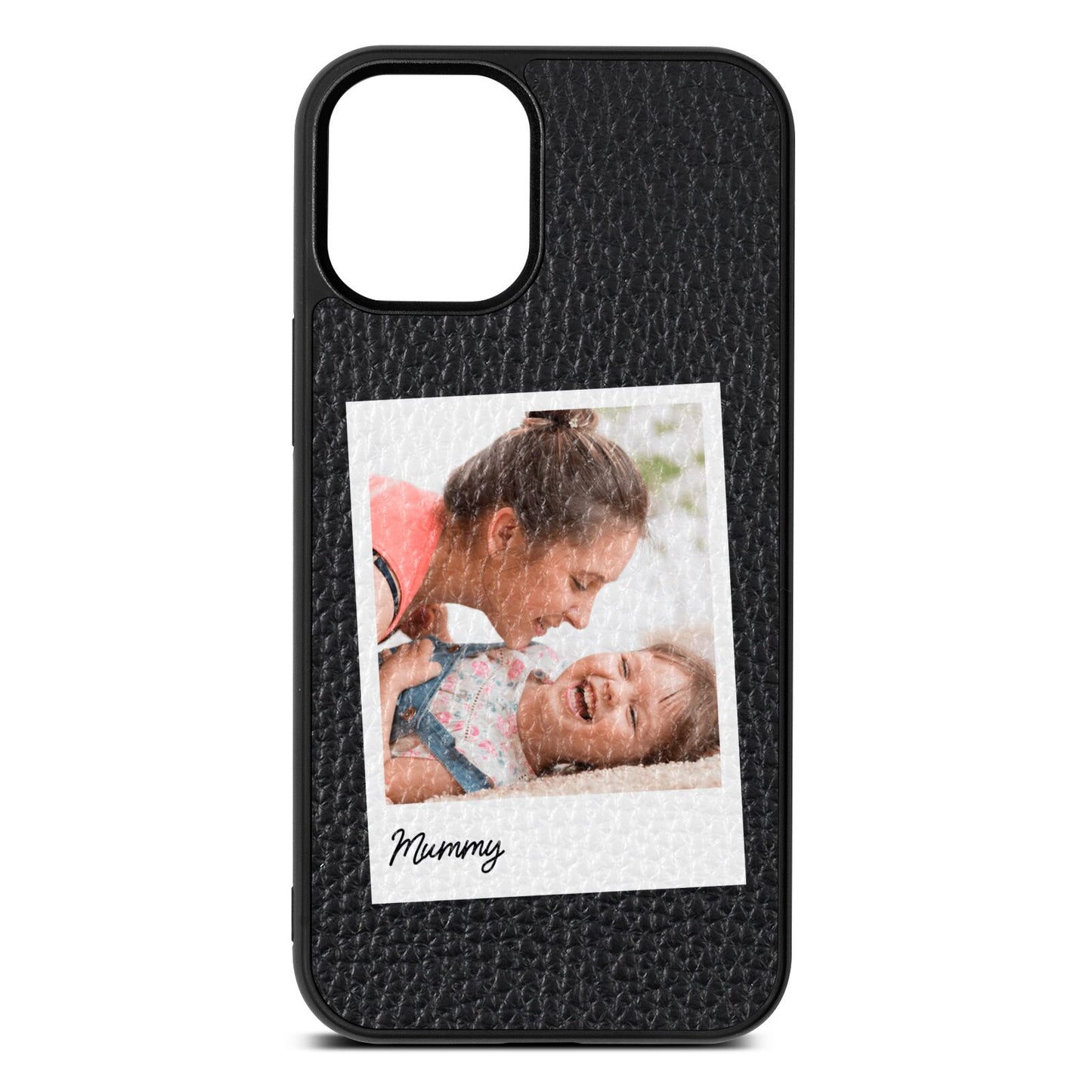 Mummy Photo Black Pebble Leather iPhone 12 Mini Case