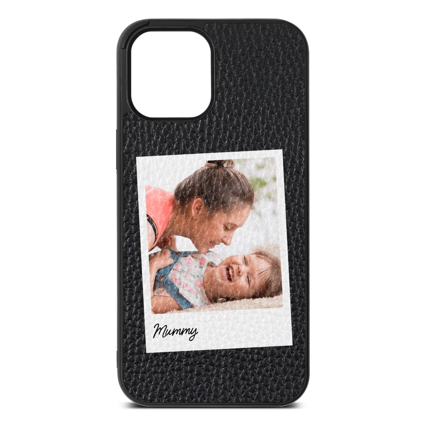 Mummy Photo Black Pebble Leather iPhone 12 Pro Max Case