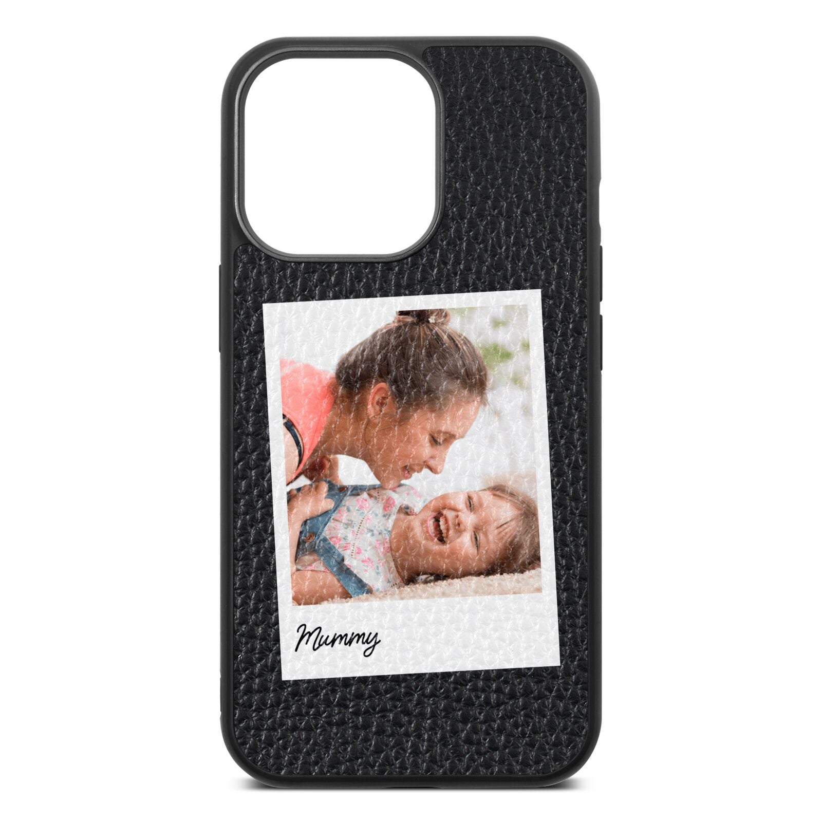 Mummy Photo Black Pebble Leather iPhone 13 Pro Case