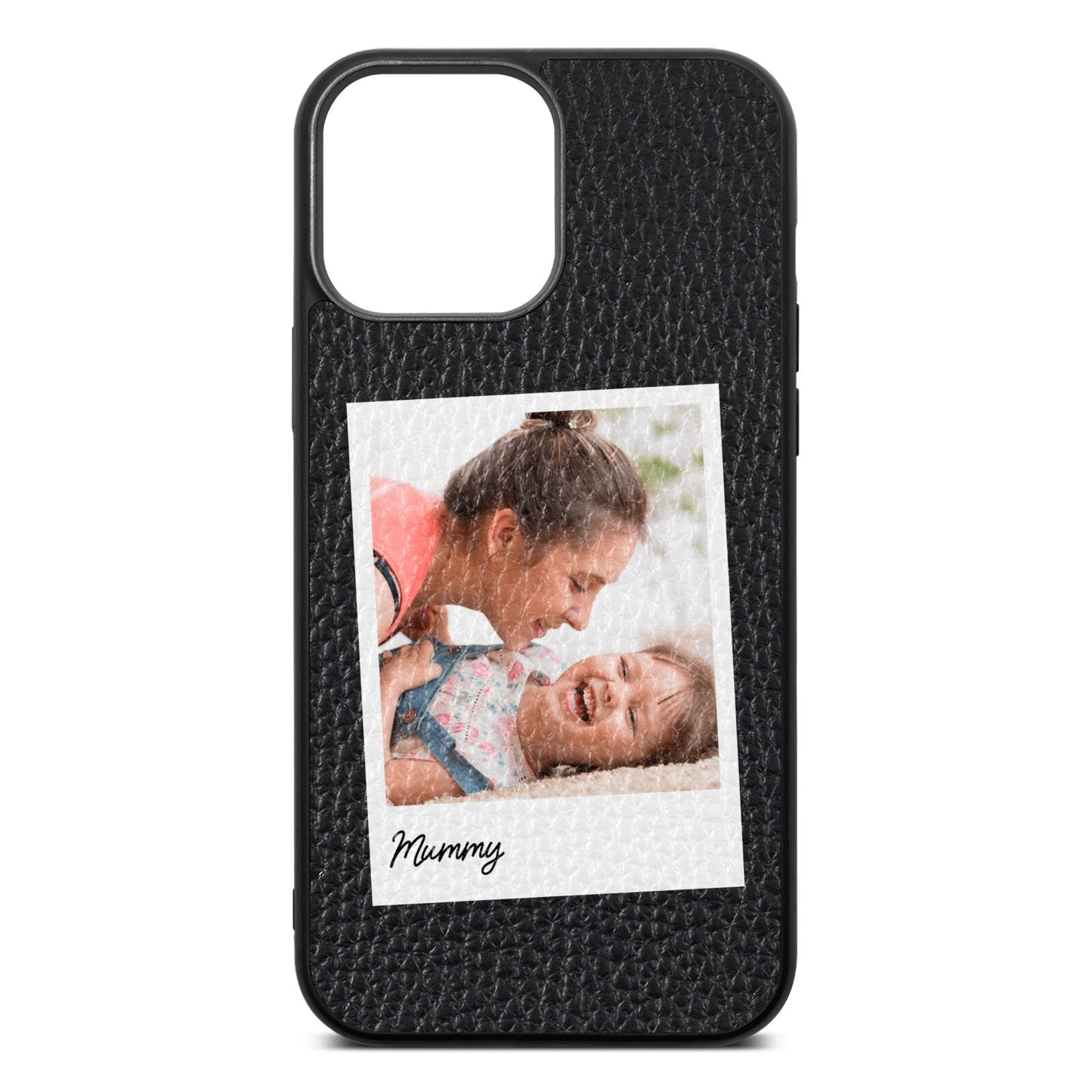 Mummy Photo Black Pebble Leather iPhone 13 Pro Max Case