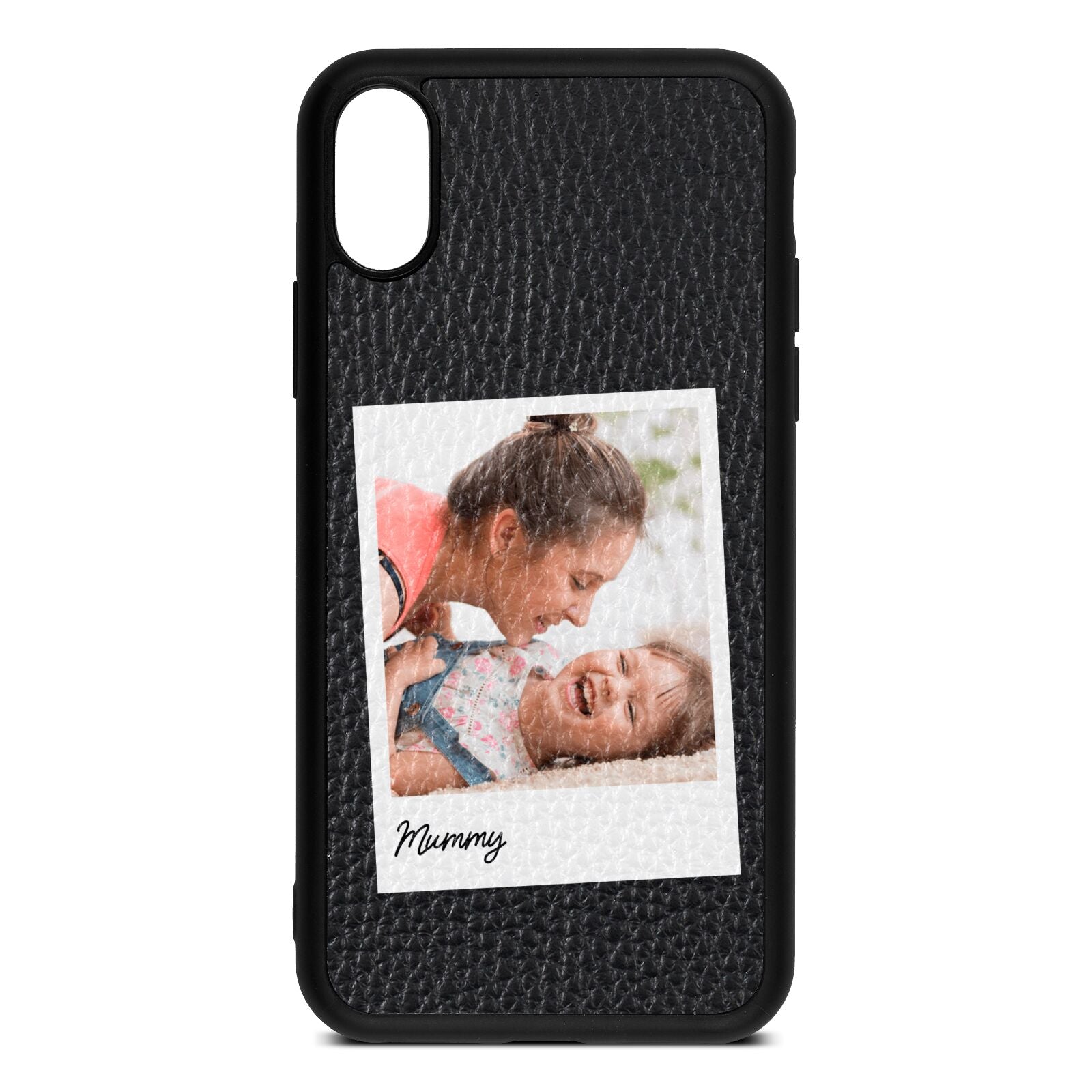 Mummy Photo Black Pebble Leather iPhone Xs Case