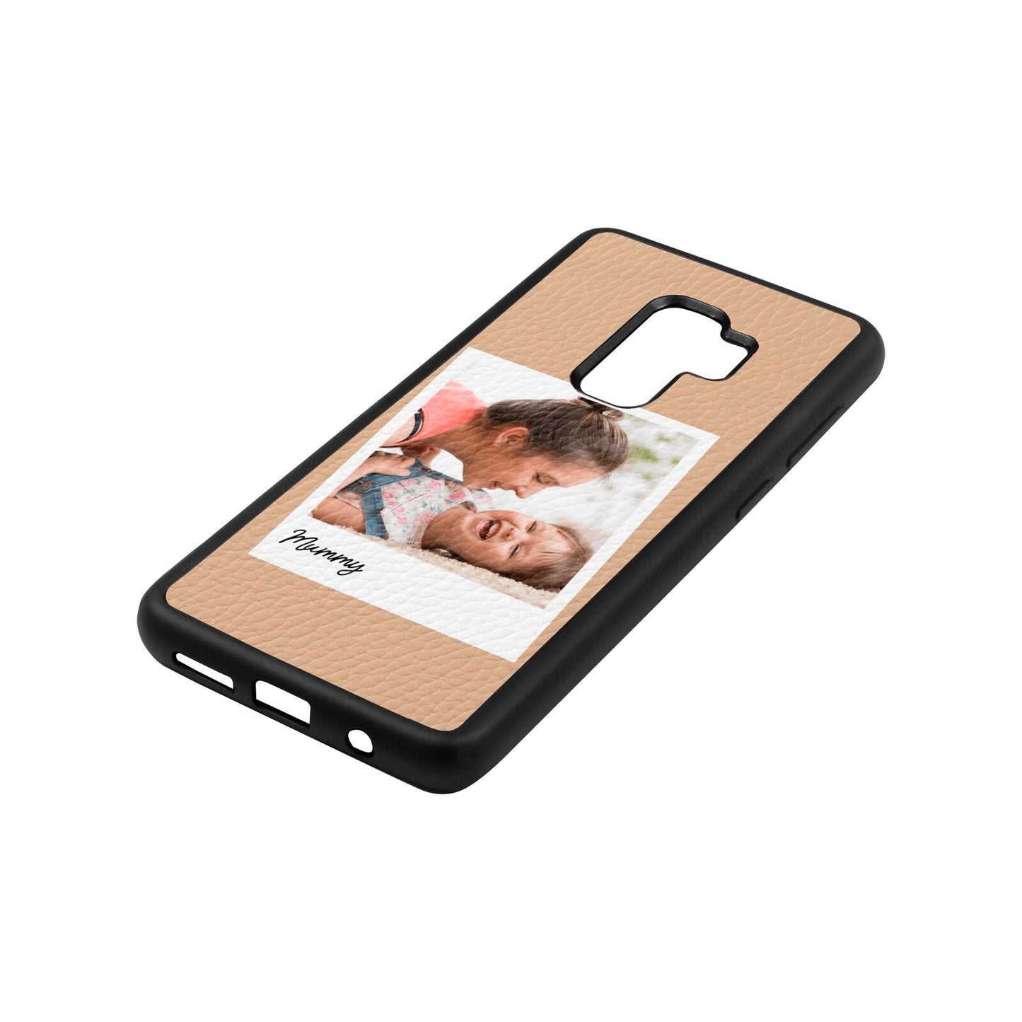 Mummy Photo Nude Pebble Leather Samsung S9 Plus Case Side Angle