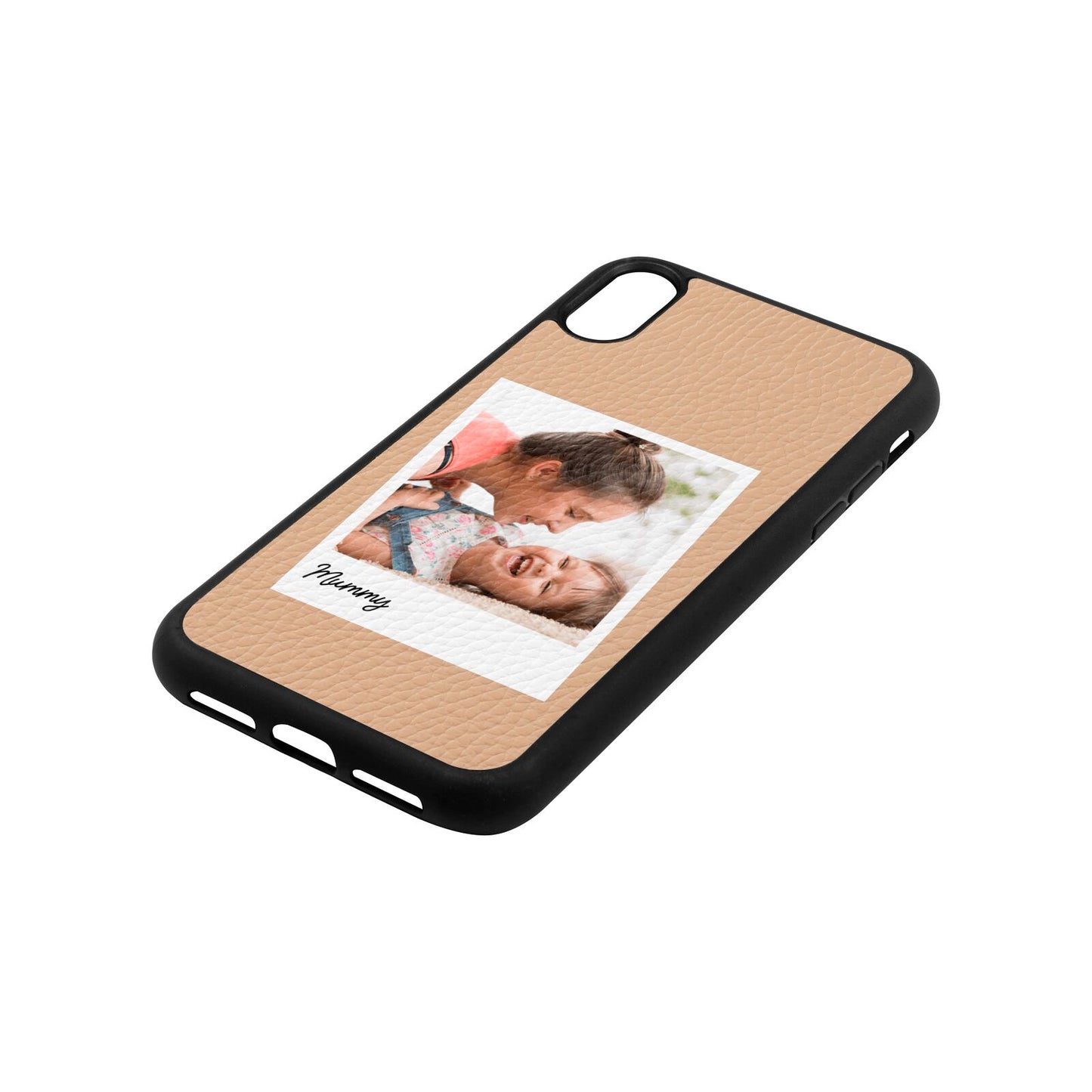 Mummy Photo Nude Pebble Leather iPhone Xr Case Side Angle