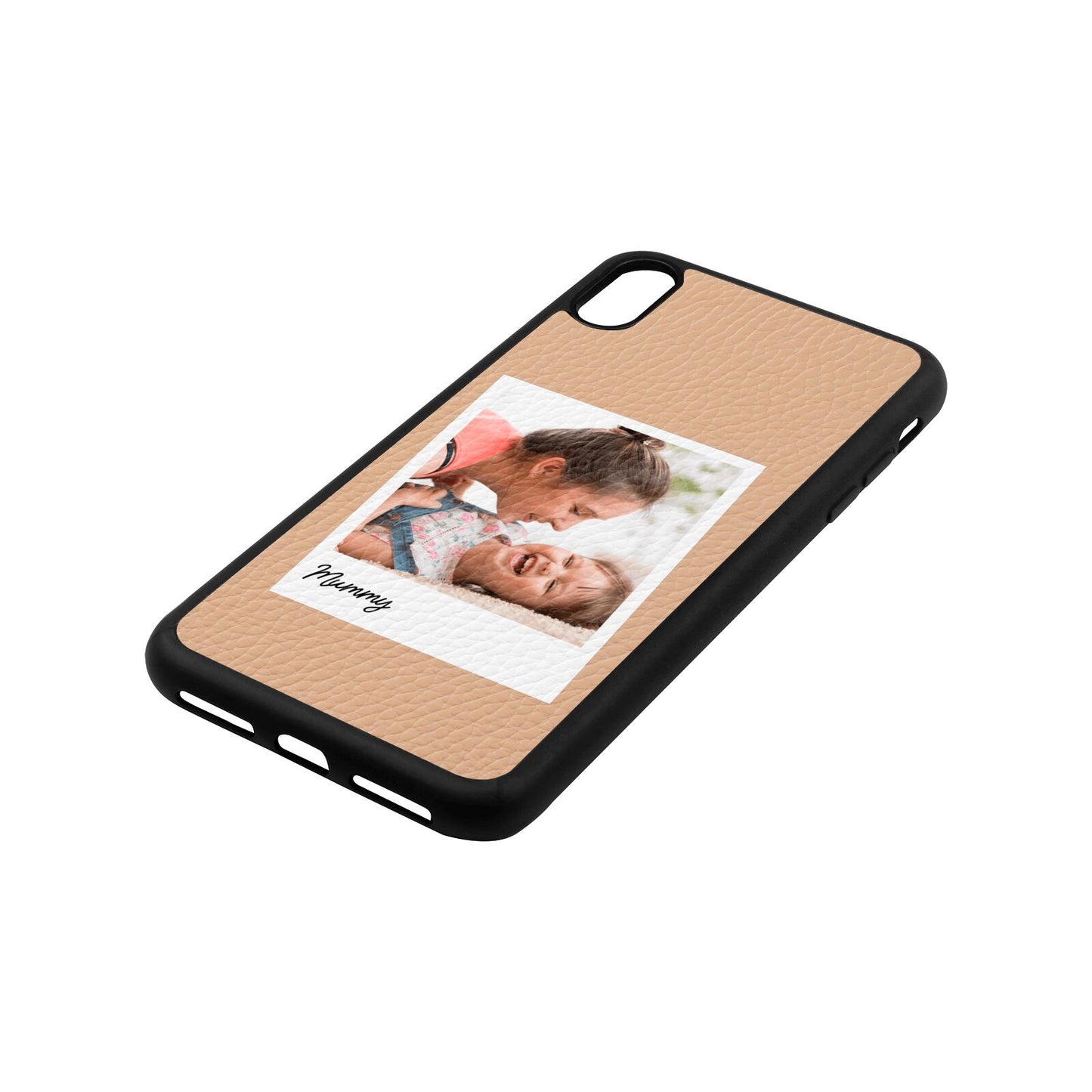 Mummy Photo Nude Pebble Leather iPhone Xs Max Case Side Angle
