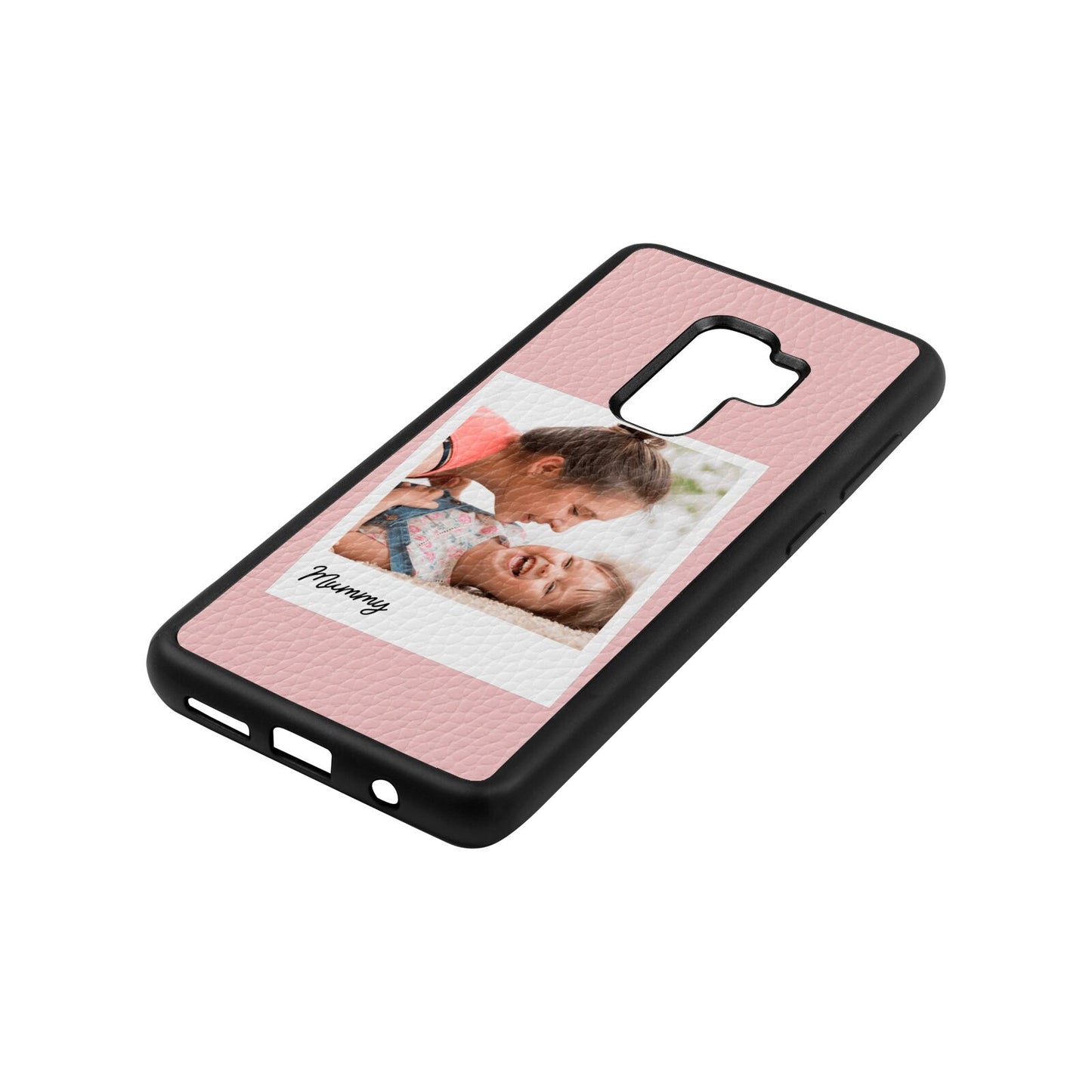 Mummy Photo Pink Pebble Leather Samsung S9 Plus Case Side Angle