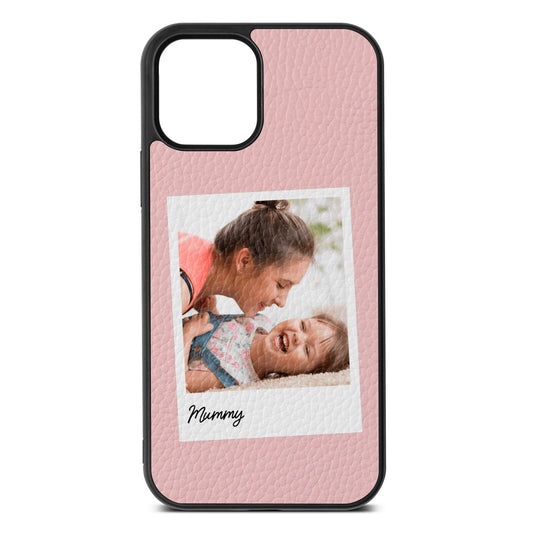 Mummy Photo Pink Pebble Leather iPhone 12 Case