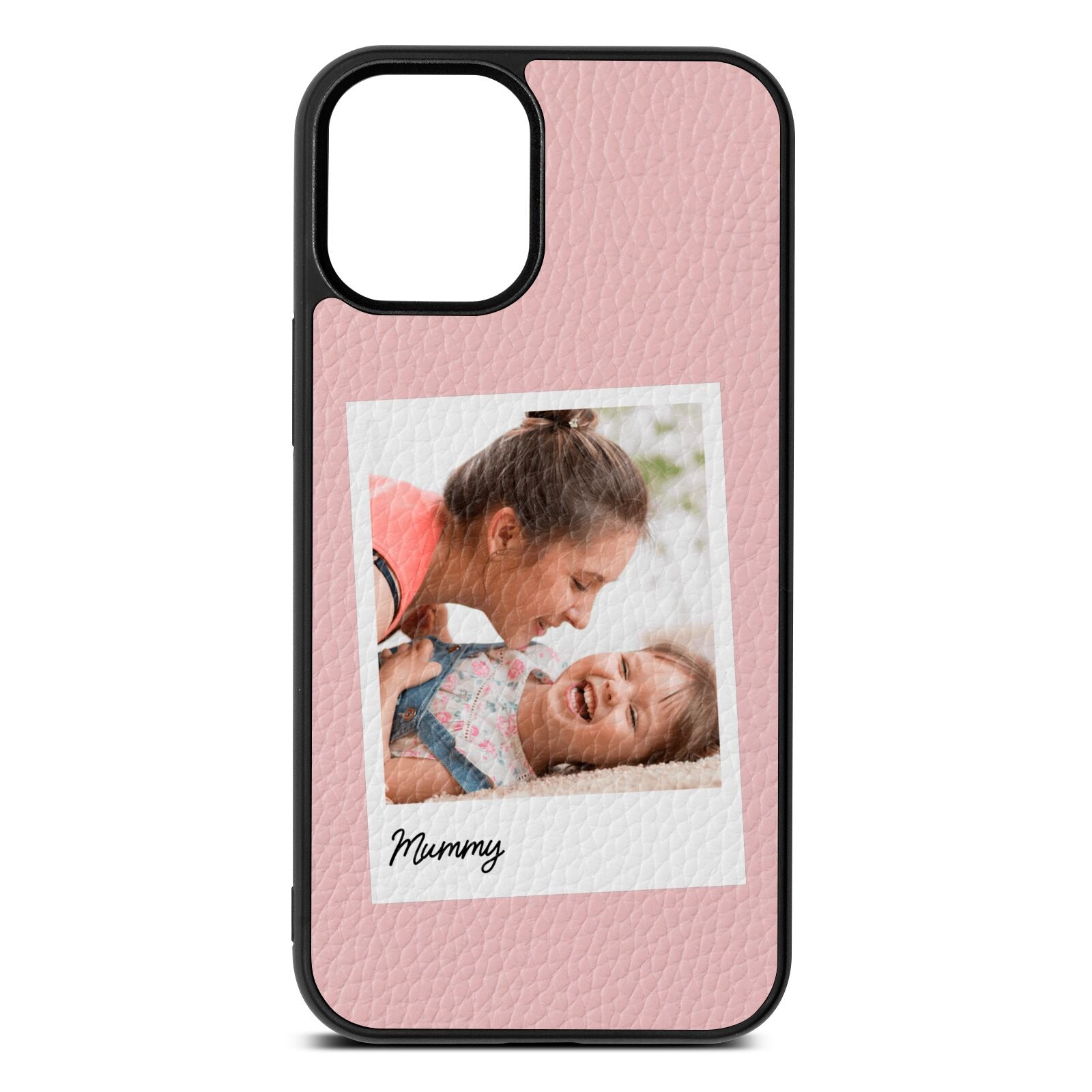 Mummy Photo Pink Pebble Leather iPhone 12 Mini Case