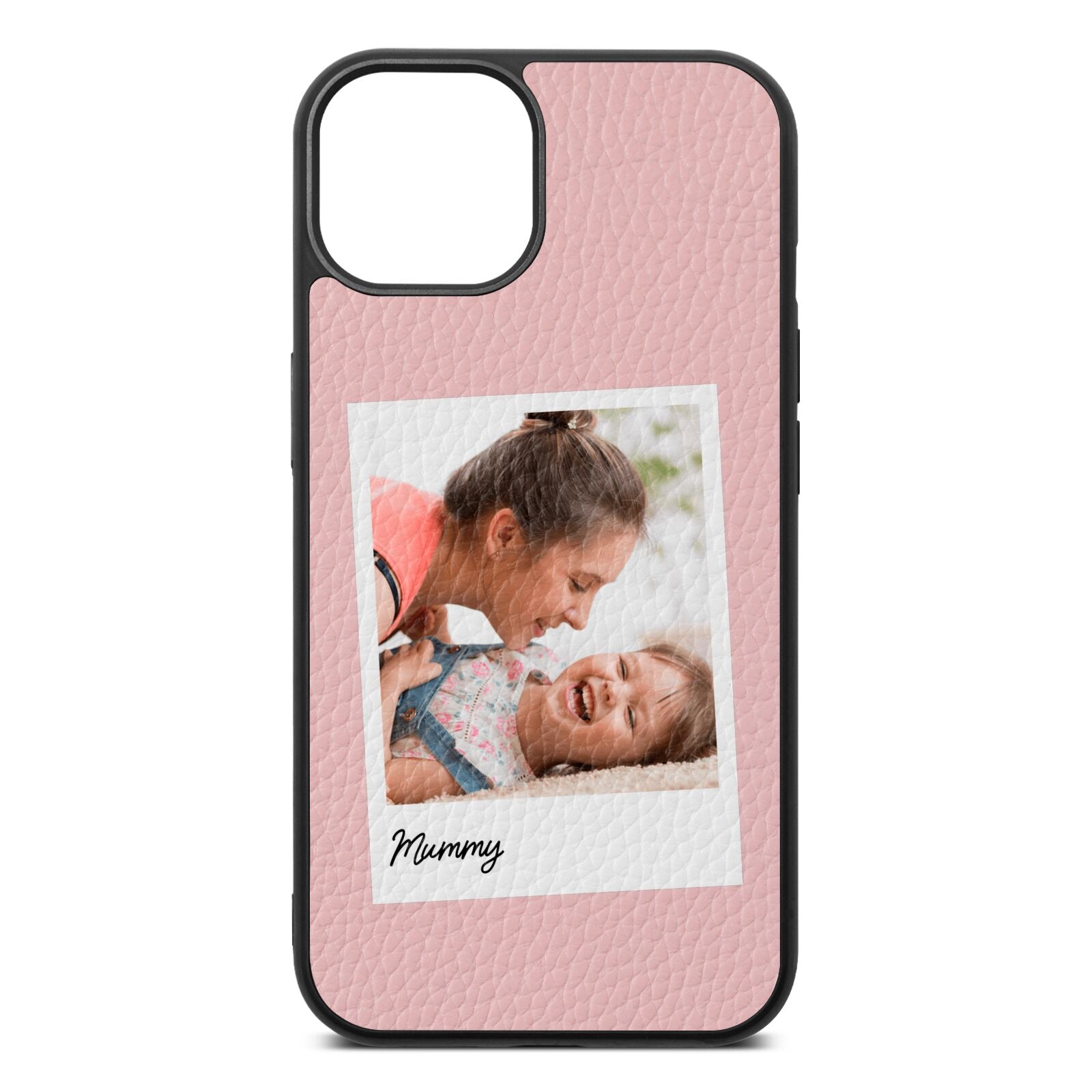 Mummy Photo Pink Pebble Leather iPhone 13 Case