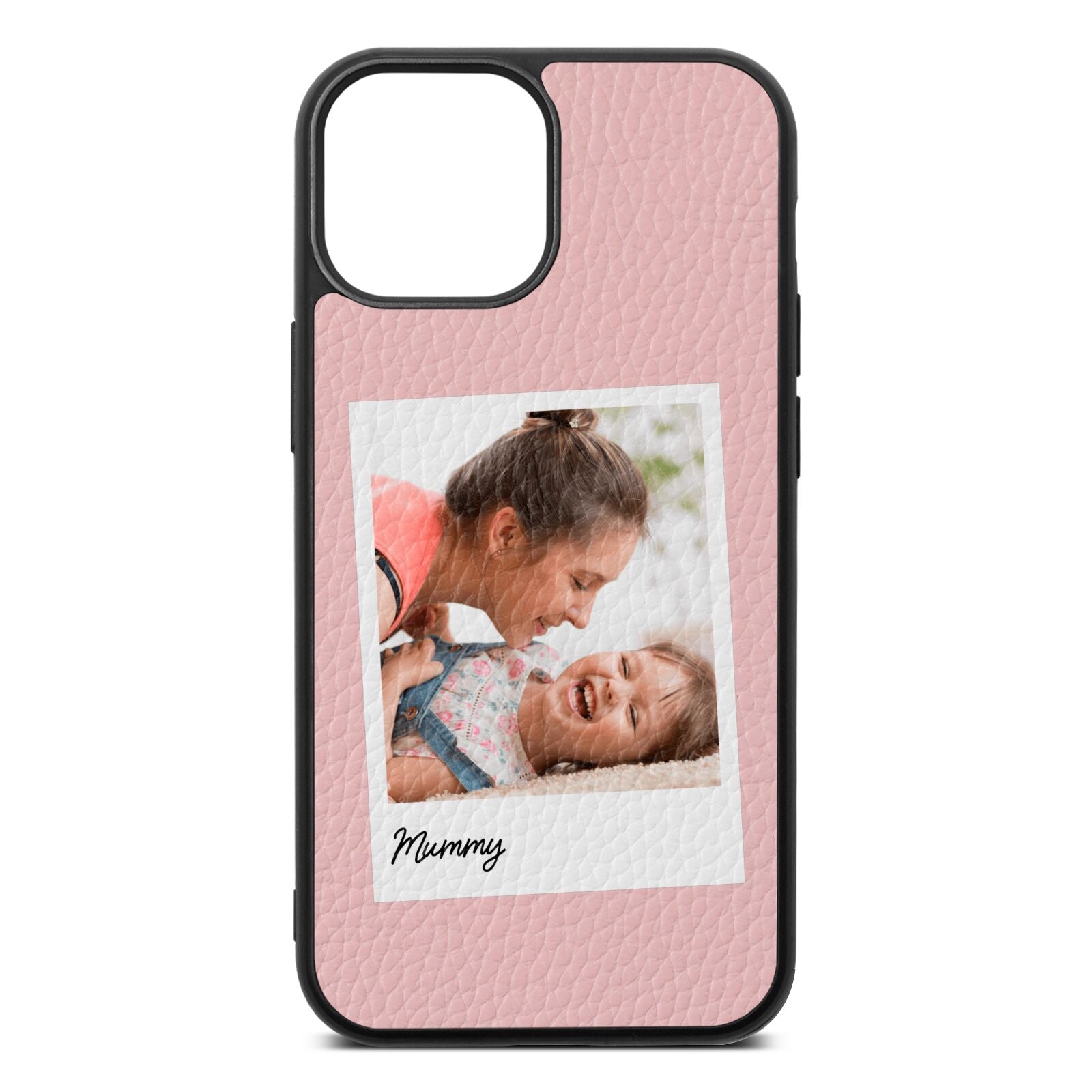 Mummy Photo Pink Pebble Leather iPhone 13 Mini Case